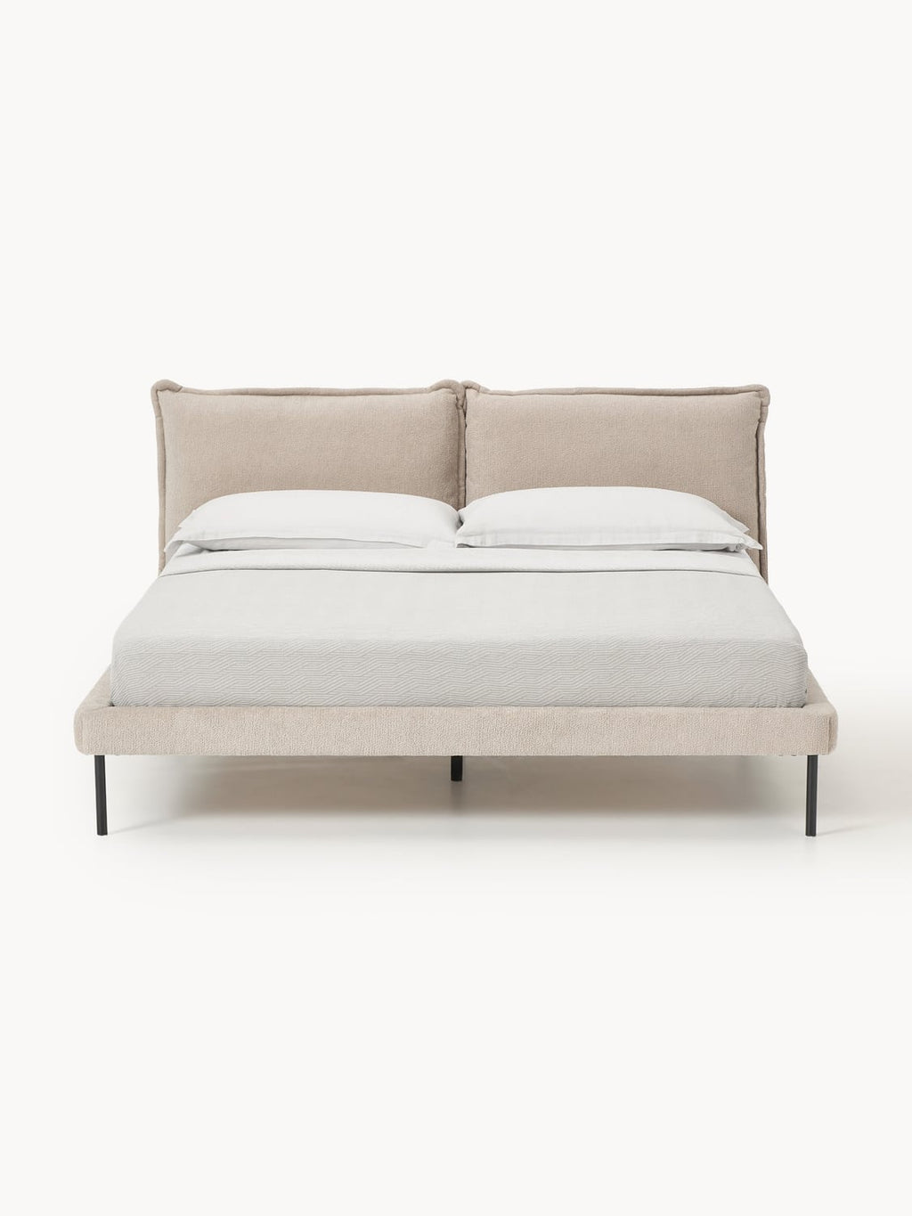 Amelia Teddy Bouclé Upholstered Bed — Light Grey