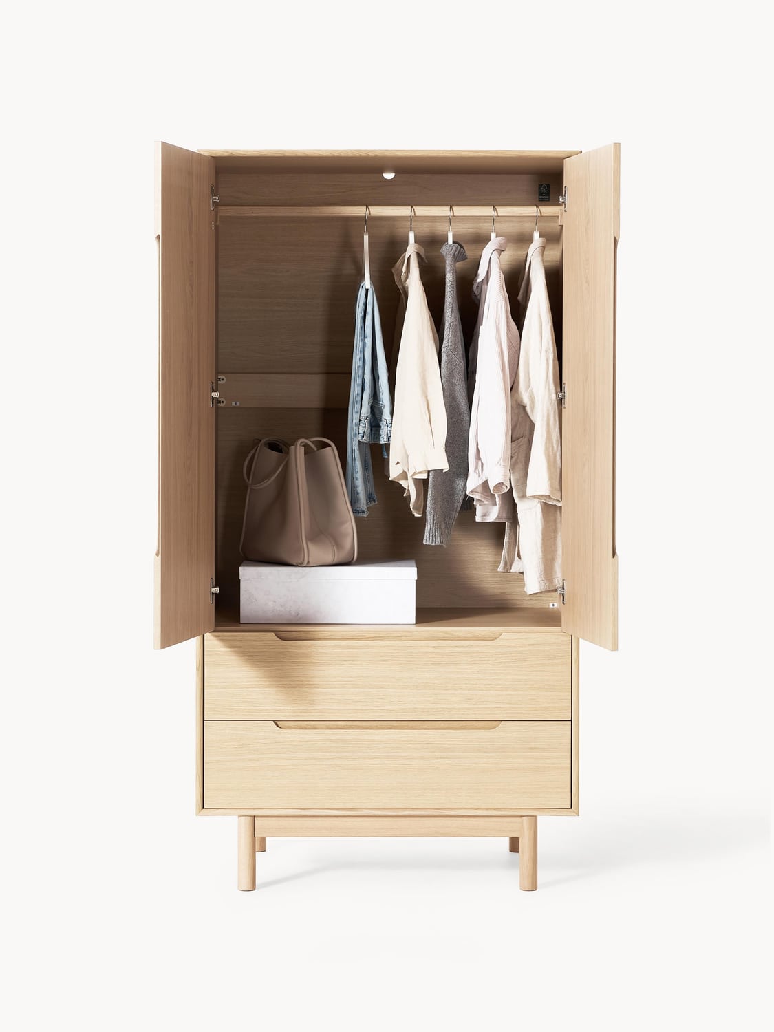 Cassy Small Wardrobe, 2-door — Beige