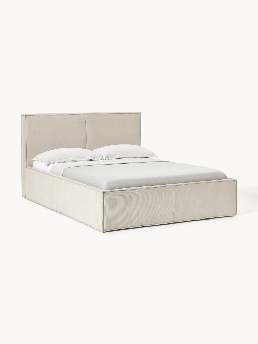 Dream Corduroy-Upholstered Bed with Storage — Light Grey