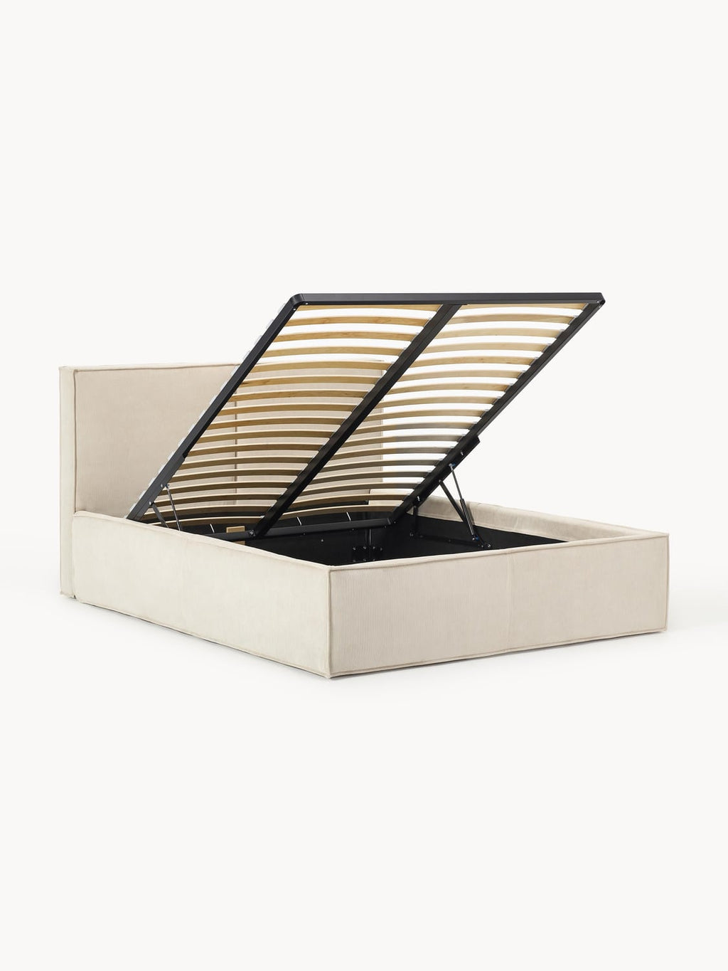Dream Corduroy-Upholstered Bed with Storage — Light Grey