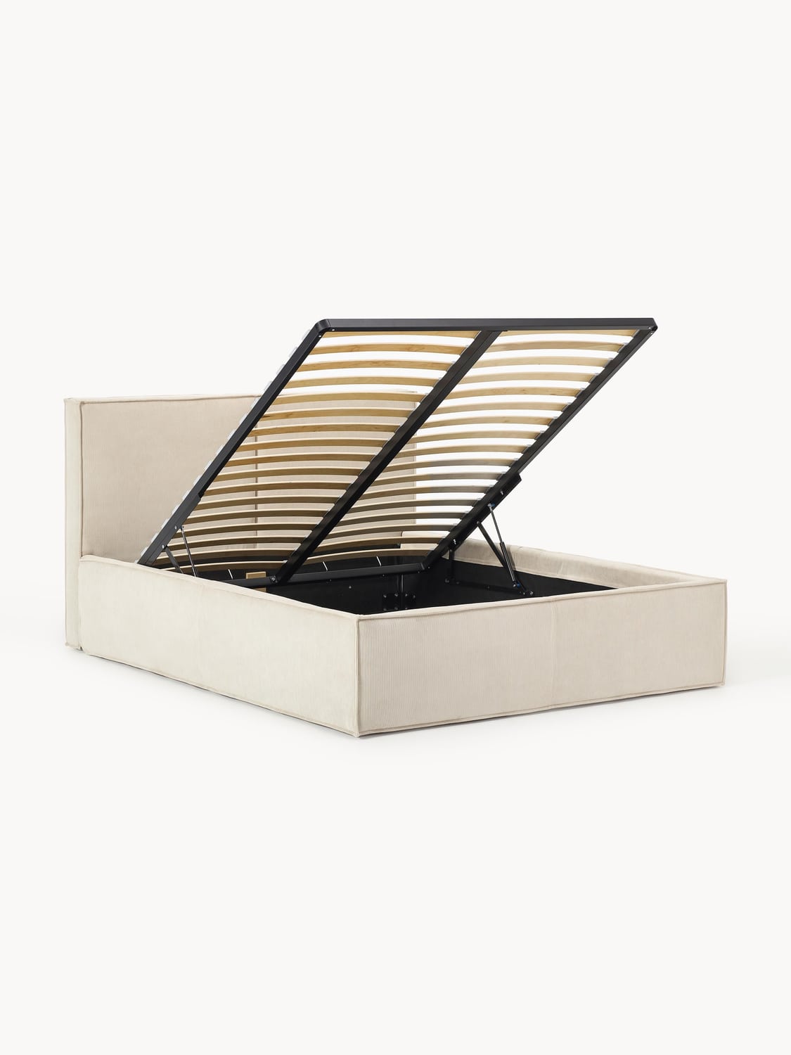 Dream Corduroy-Upholstered Bed with Storage — Light Grey
