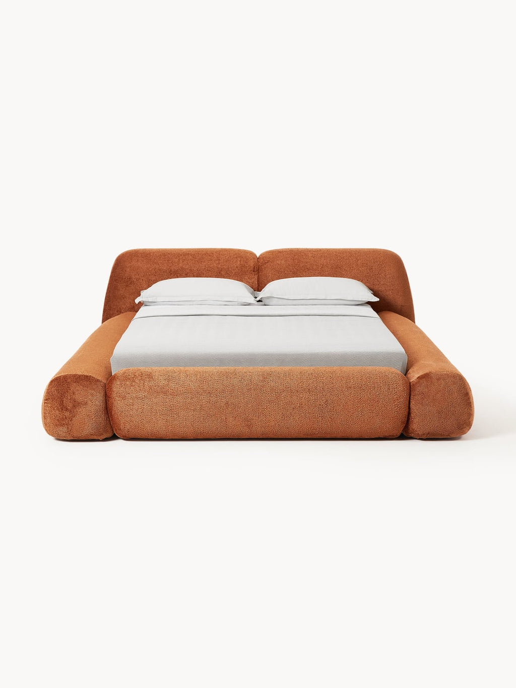 Wolke Upholstered Bed in Teddy Bouclé — Warm Grey