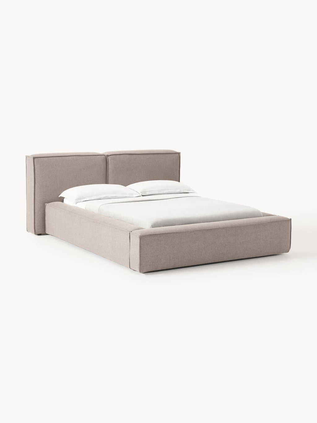 Lennon Upholstered Bed with Storage — Oatmeal
