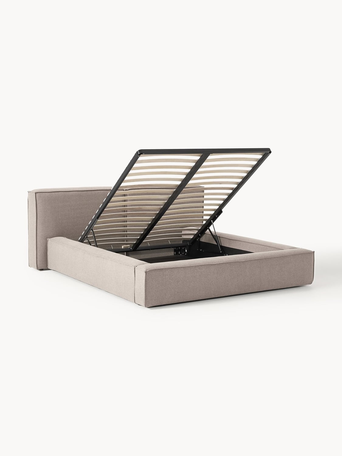 Lennon Upholstered Bed with Storage — Oatmeal