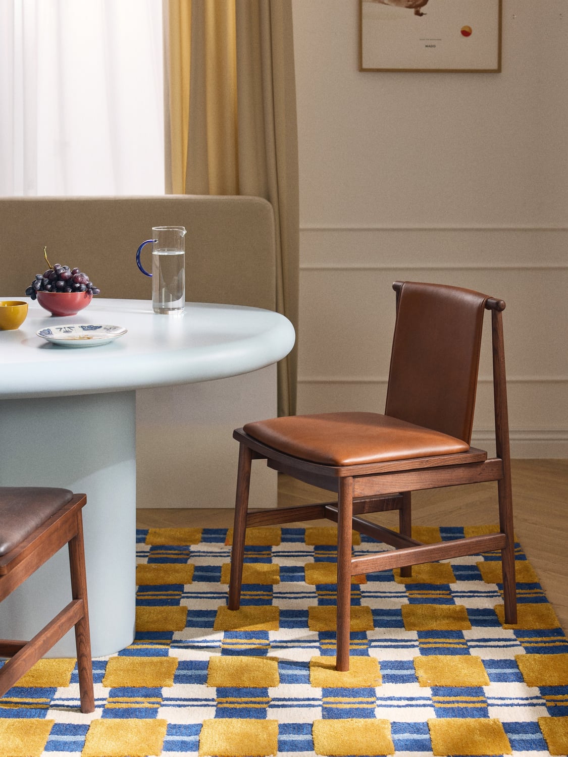 Hayo Ash-Chair with Leather Seat — Terracotta