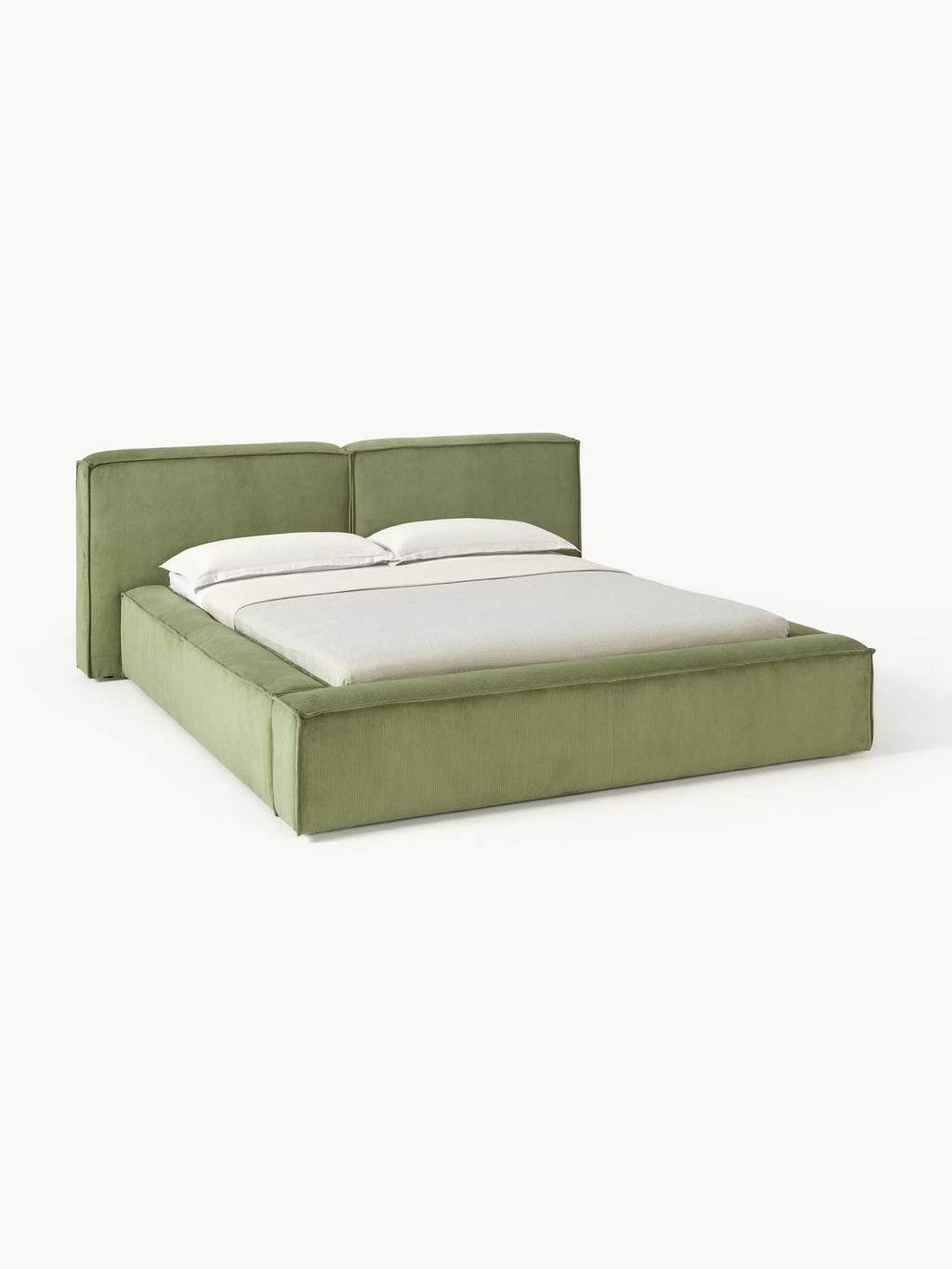 Lennon Upholstered Bed in Corduroy — Sage