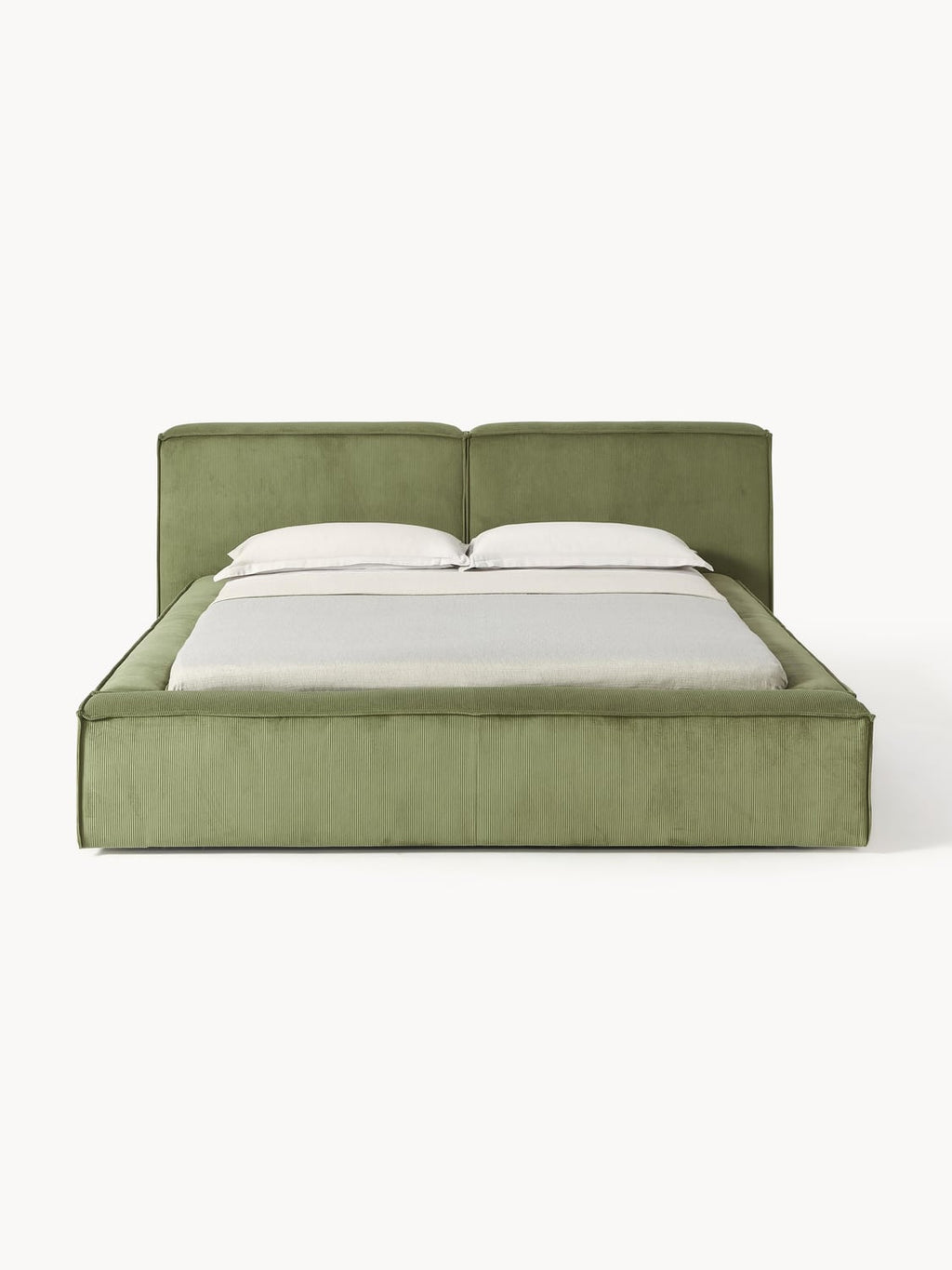 Lennon Upholstered Bed in Corduroy — Sage