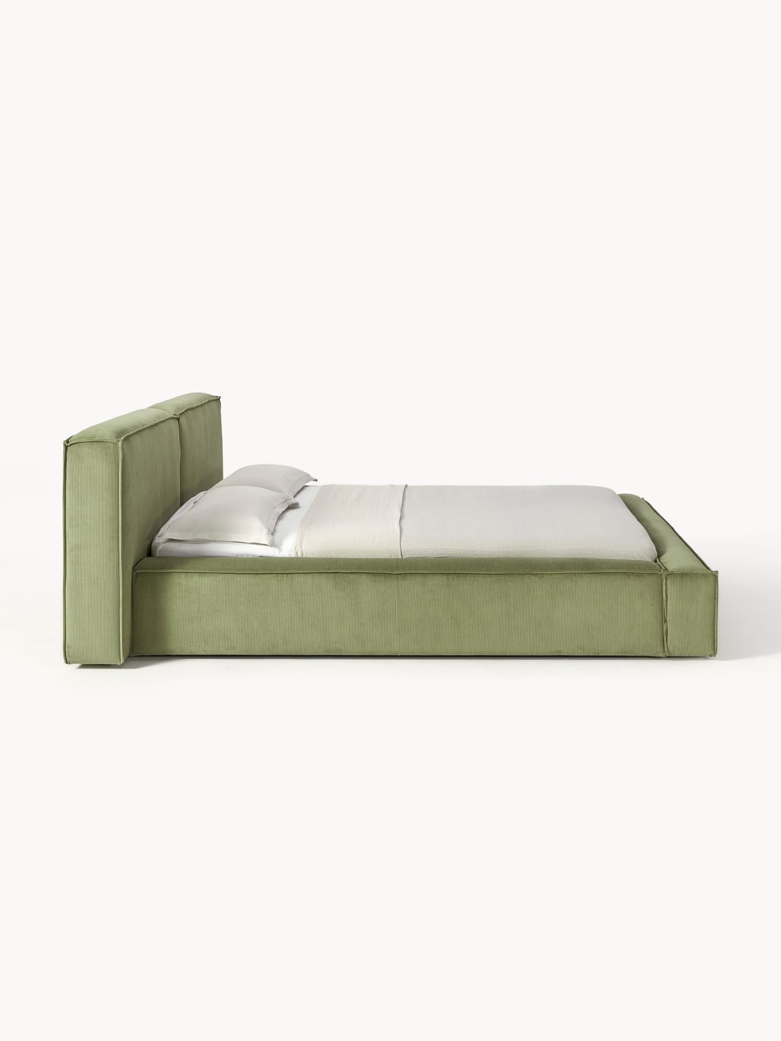 Lennon Upholstered Bed in Corduroy — Sage