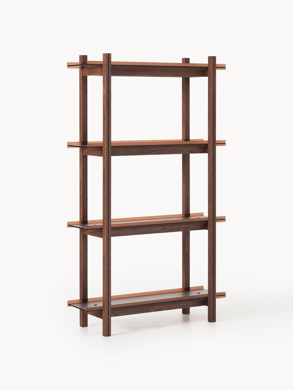 Alex Large Oak-Shelving Unit with Glass Shelves — Taupe
