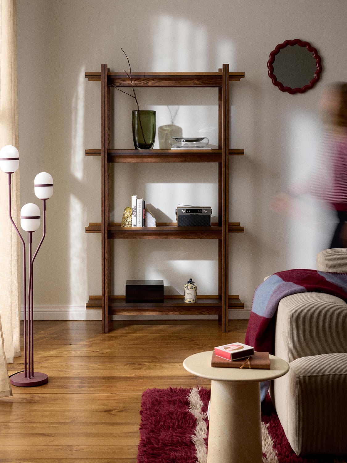 Alex Large Oak-Shelving Unit with Glass Shelves — Taupe