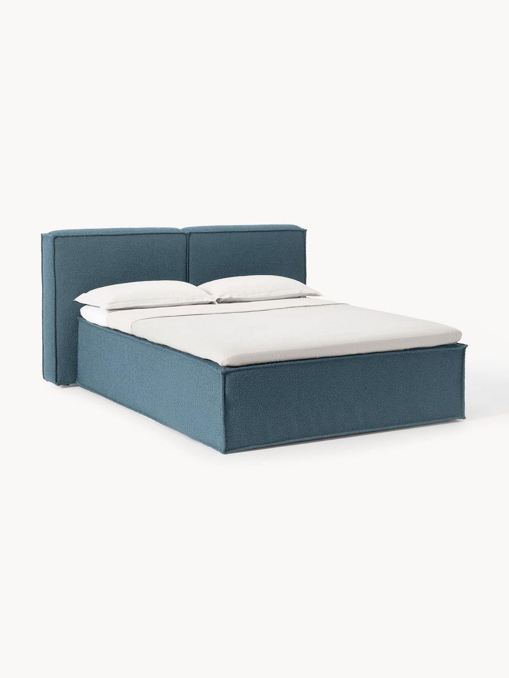 Lennon Bouclé-Box-Spring Bed — Grey