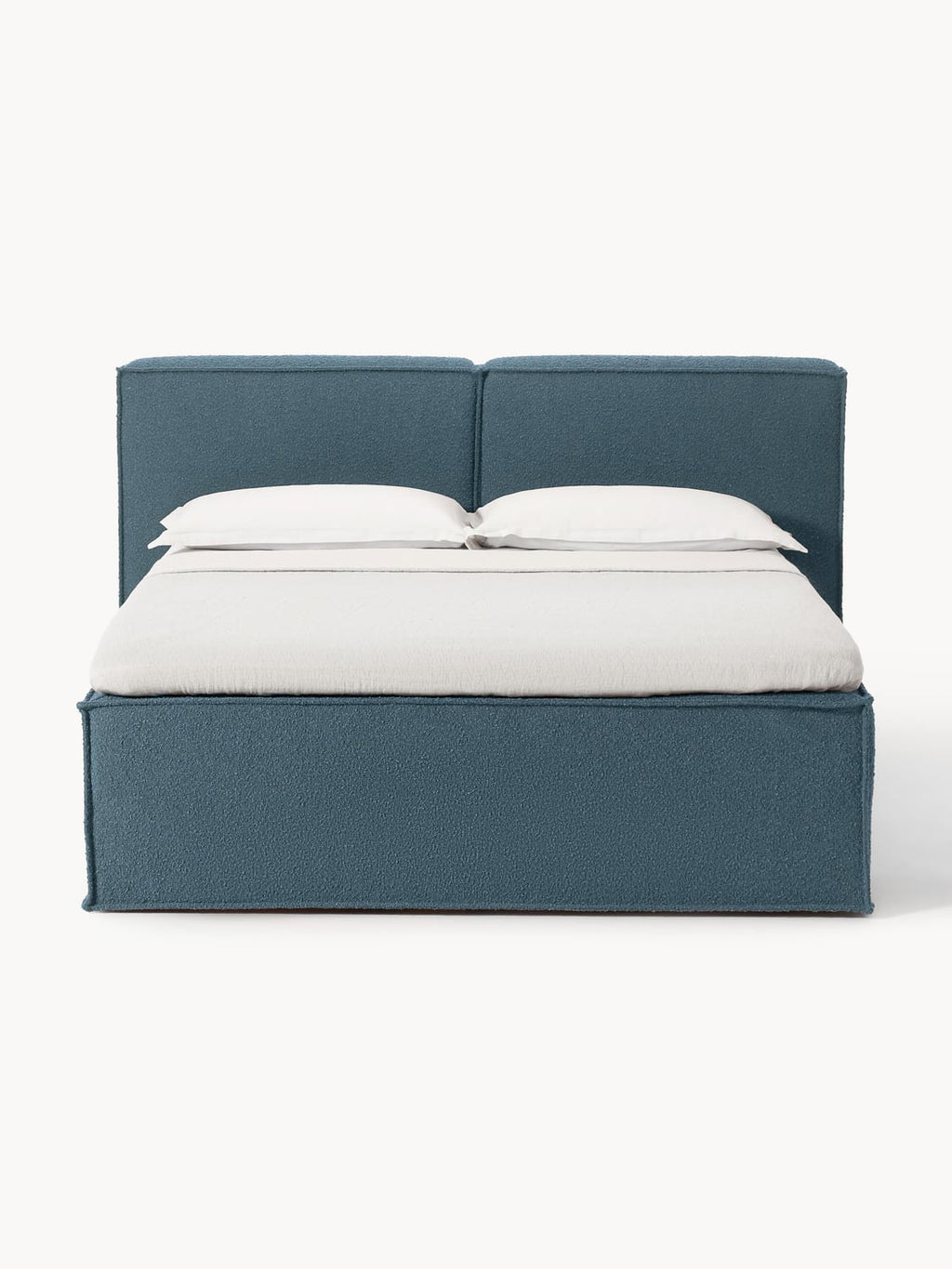 Lennon Bouclé-Box-Spring Bed — Grey