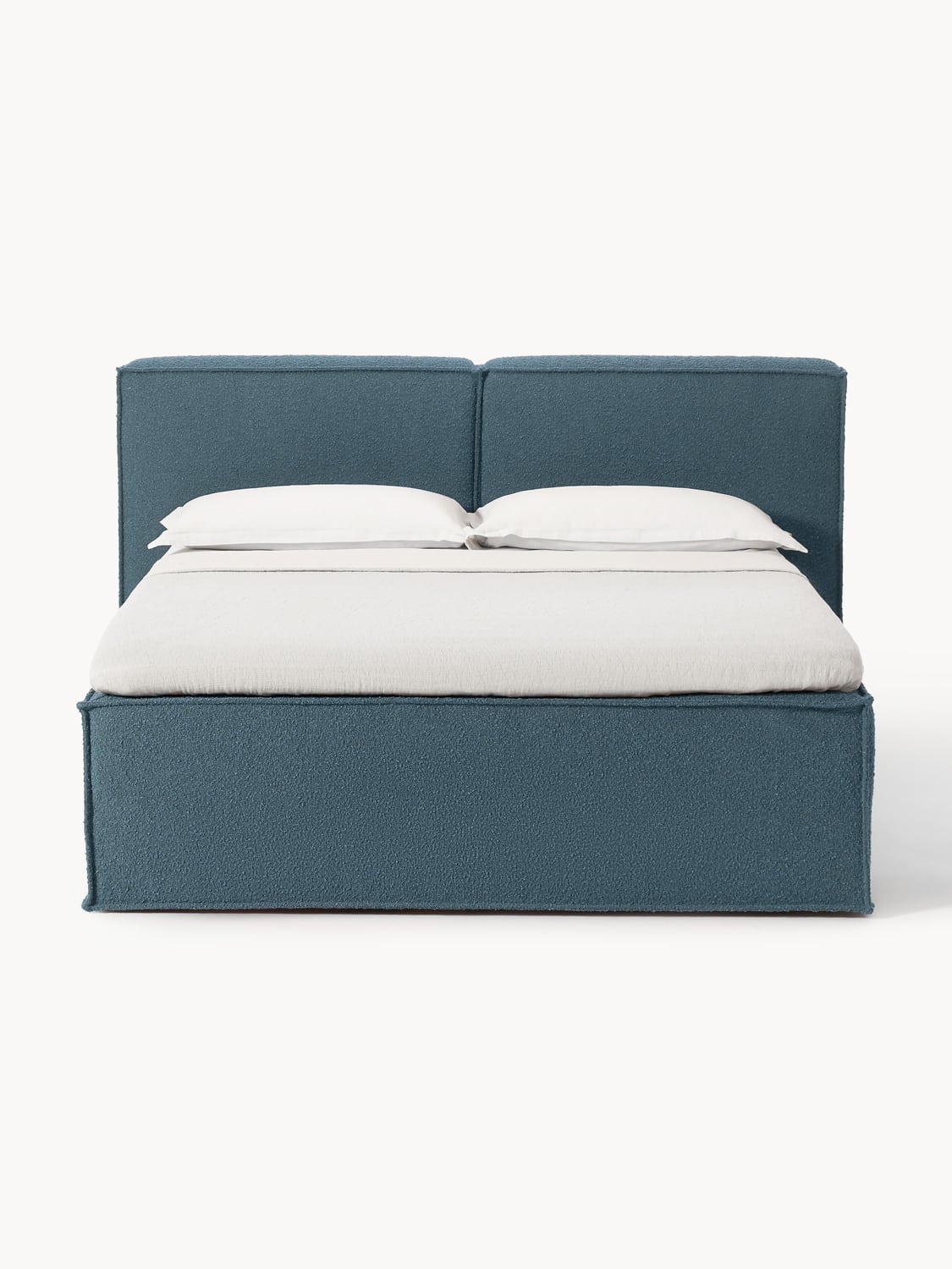 Lennon Bouclé-Box-Spring Bed — Grey