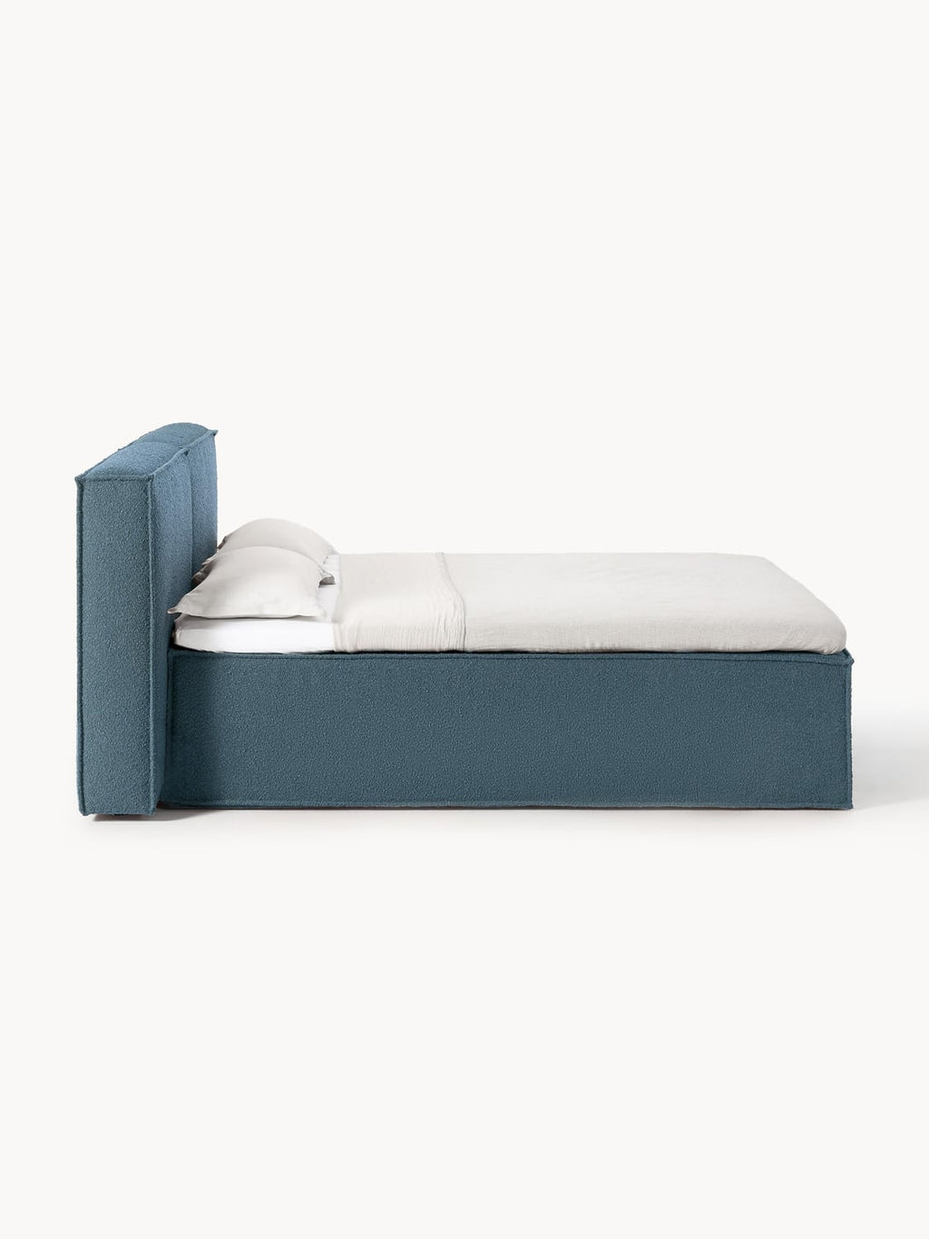 Lennon Bouclé-Box-Spring Bed — Grey