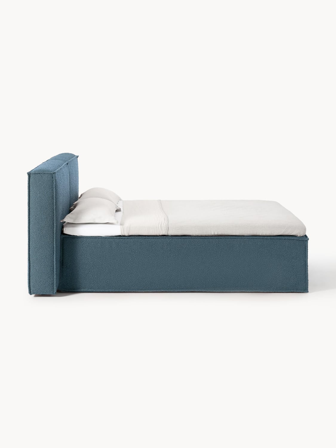 Lennon Bouclé-Box-Spring Bed — Grey
