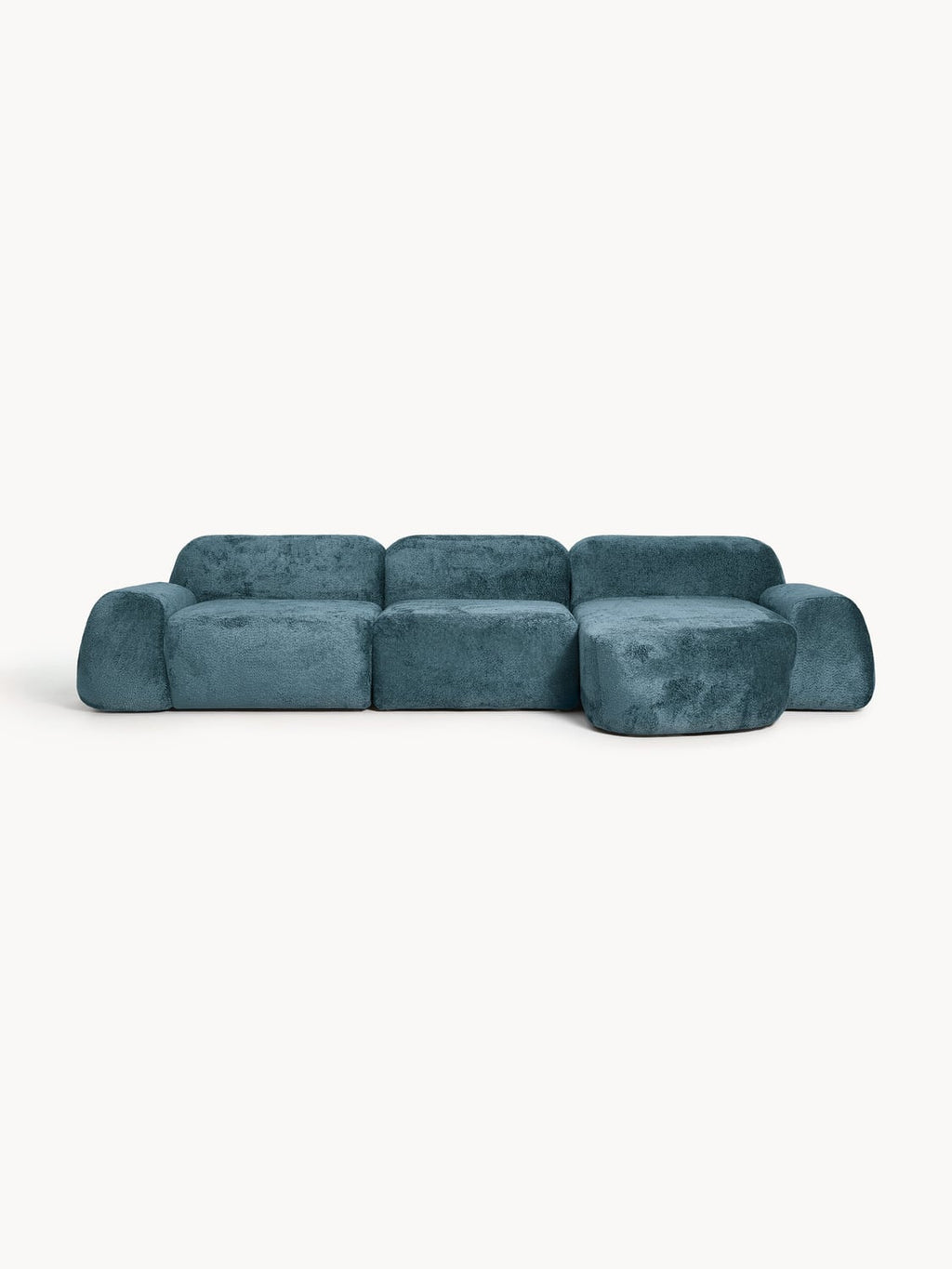 Wolke Modular Teddy Bouclé Corner Sofa (4-seater) — Petrol Blue