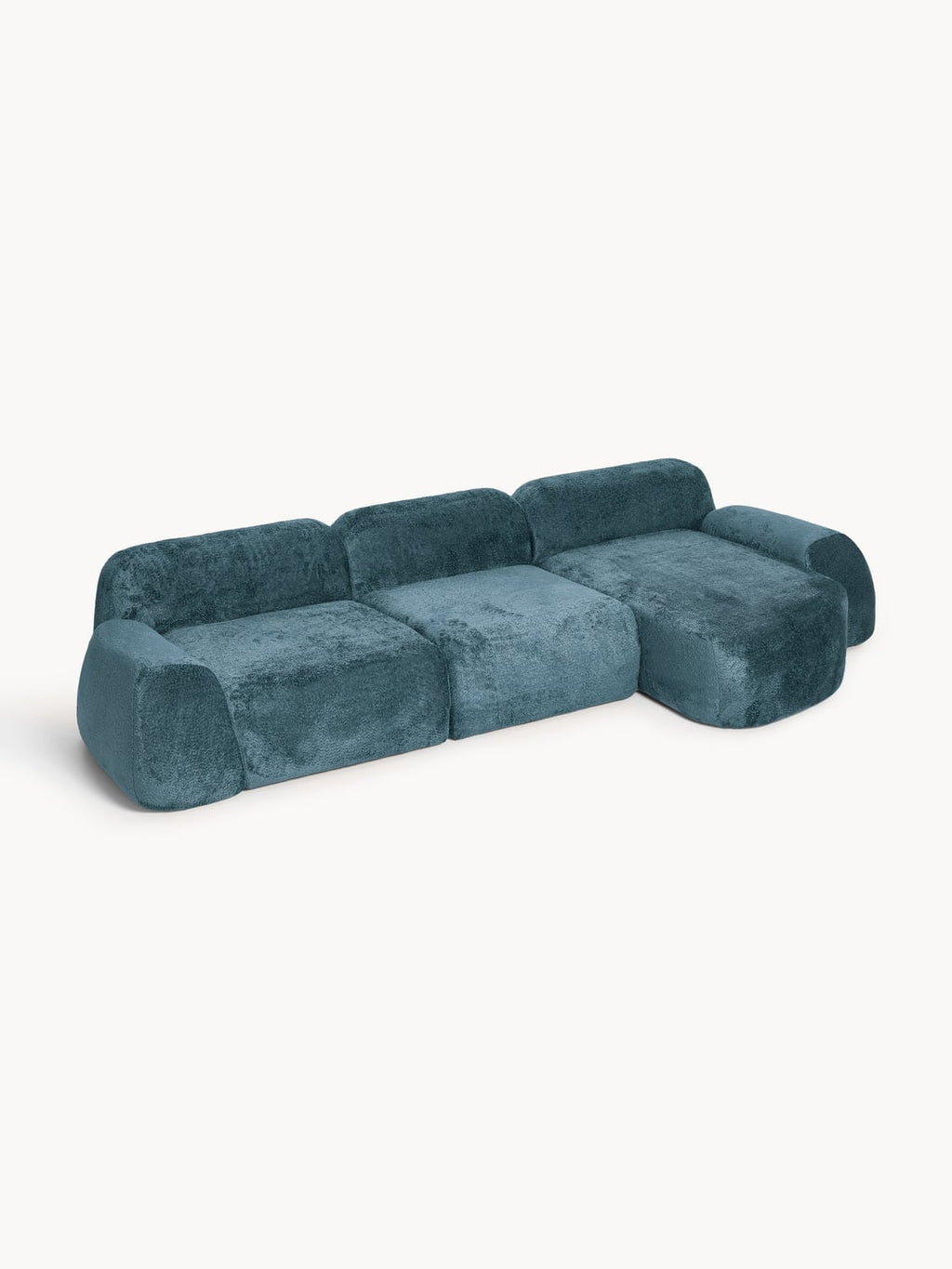 Wolke Modular Teddy Bouclé Corner Sofa (4-seater) — Petrol Blue