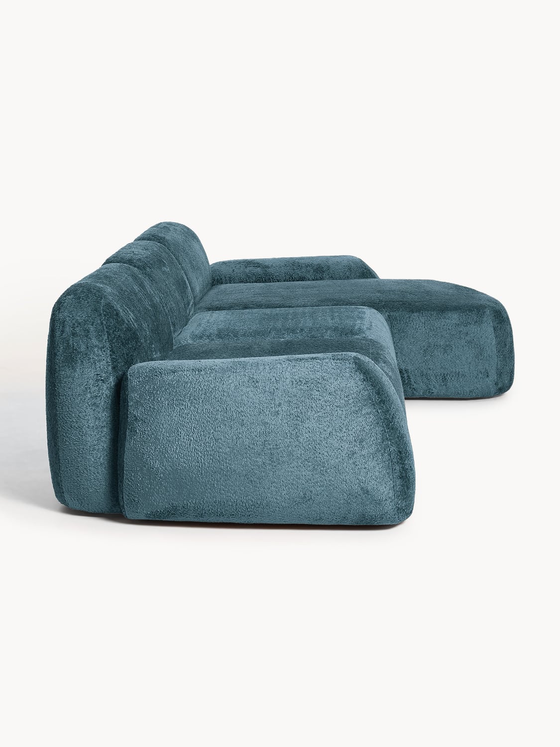 Wolke Modular Teddy Bouclé Corner Sofa (4-seater) — Petrol Blue