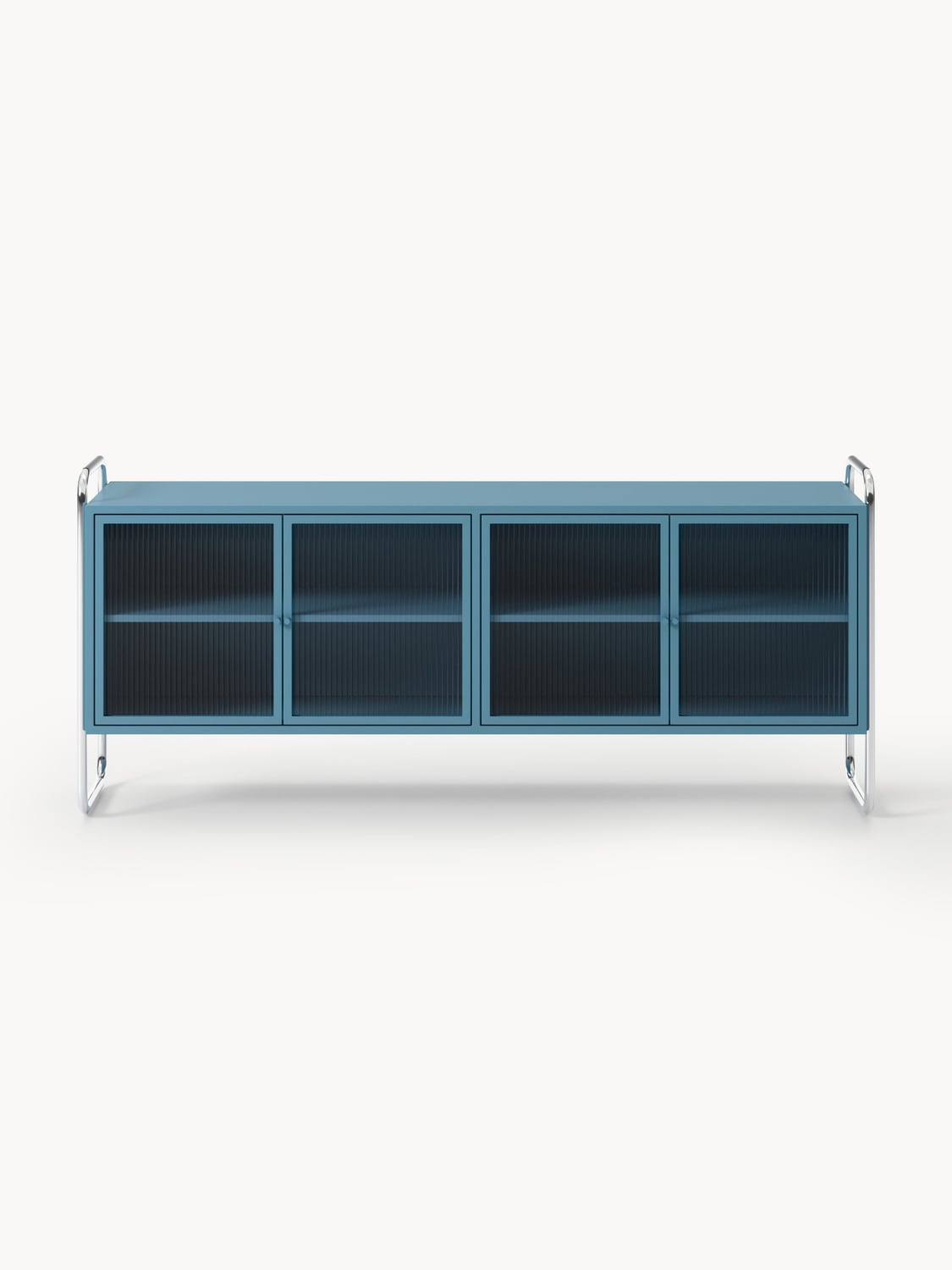 Robyn Metal-Sideboard with Glass-Front — Teal