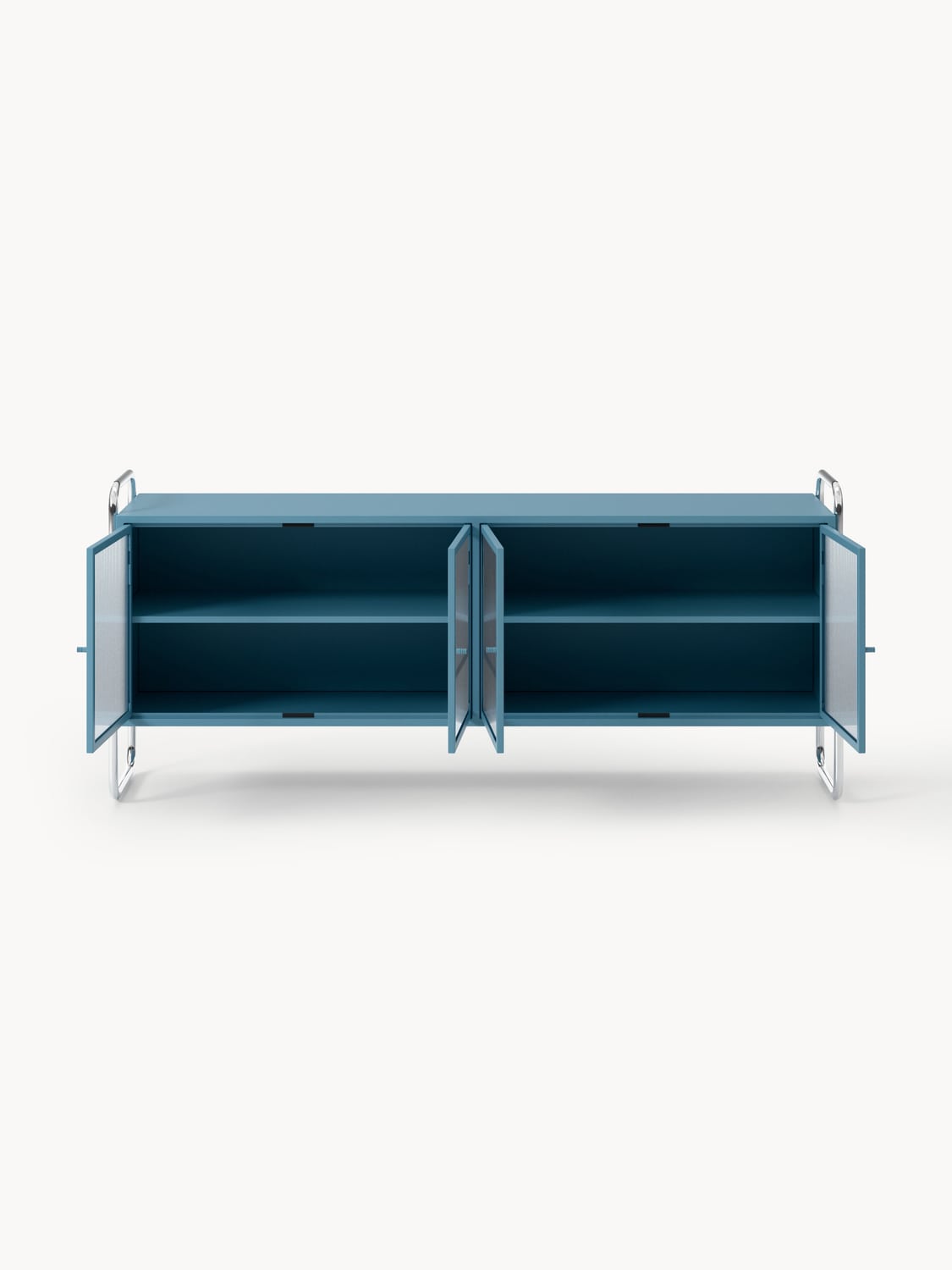 Robyn Metal-Sideboard with Glass-Front — Teal