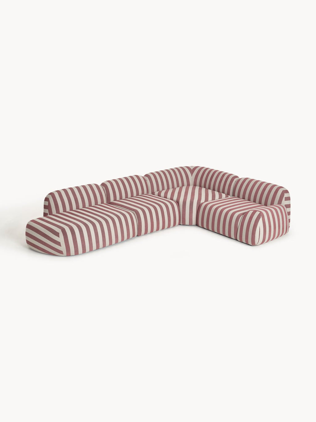 Wolke Modular Striped XL Corner Sofa with Chaise Longue — Warm Grey