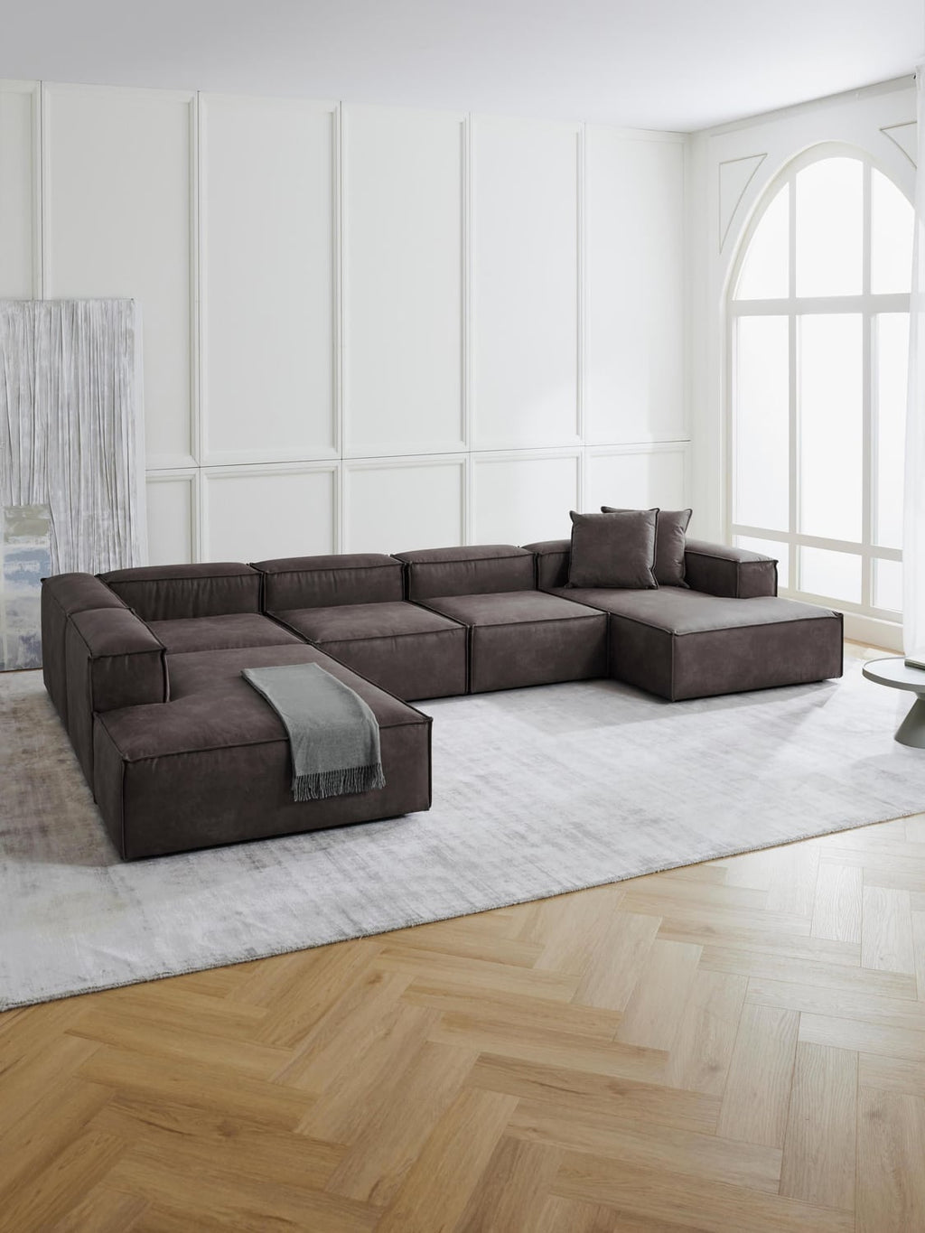 Lennon Ottoman Corner Module in Leather — Green