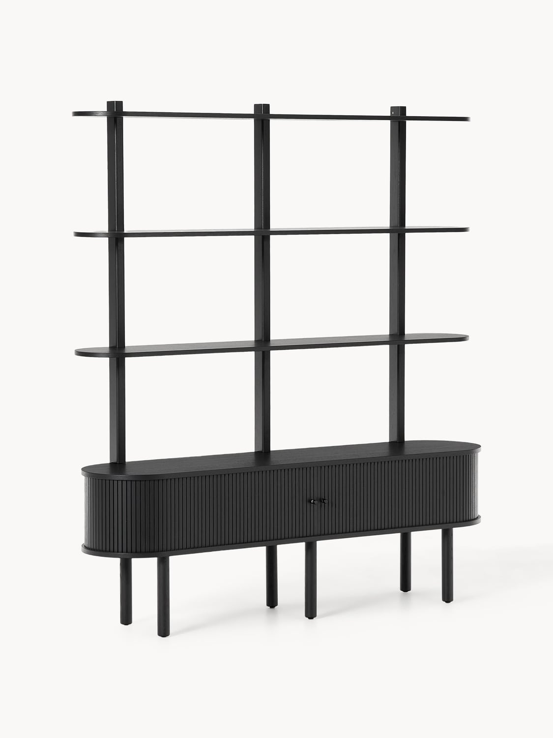 Calary Shelving Unit with Fluted Front — Slate Grey