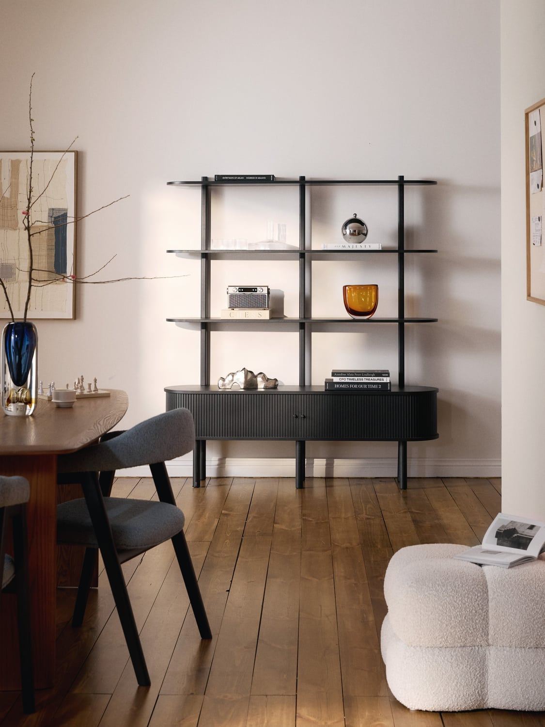 Calary Shelving Unit with Fluted Front — Slate Grey