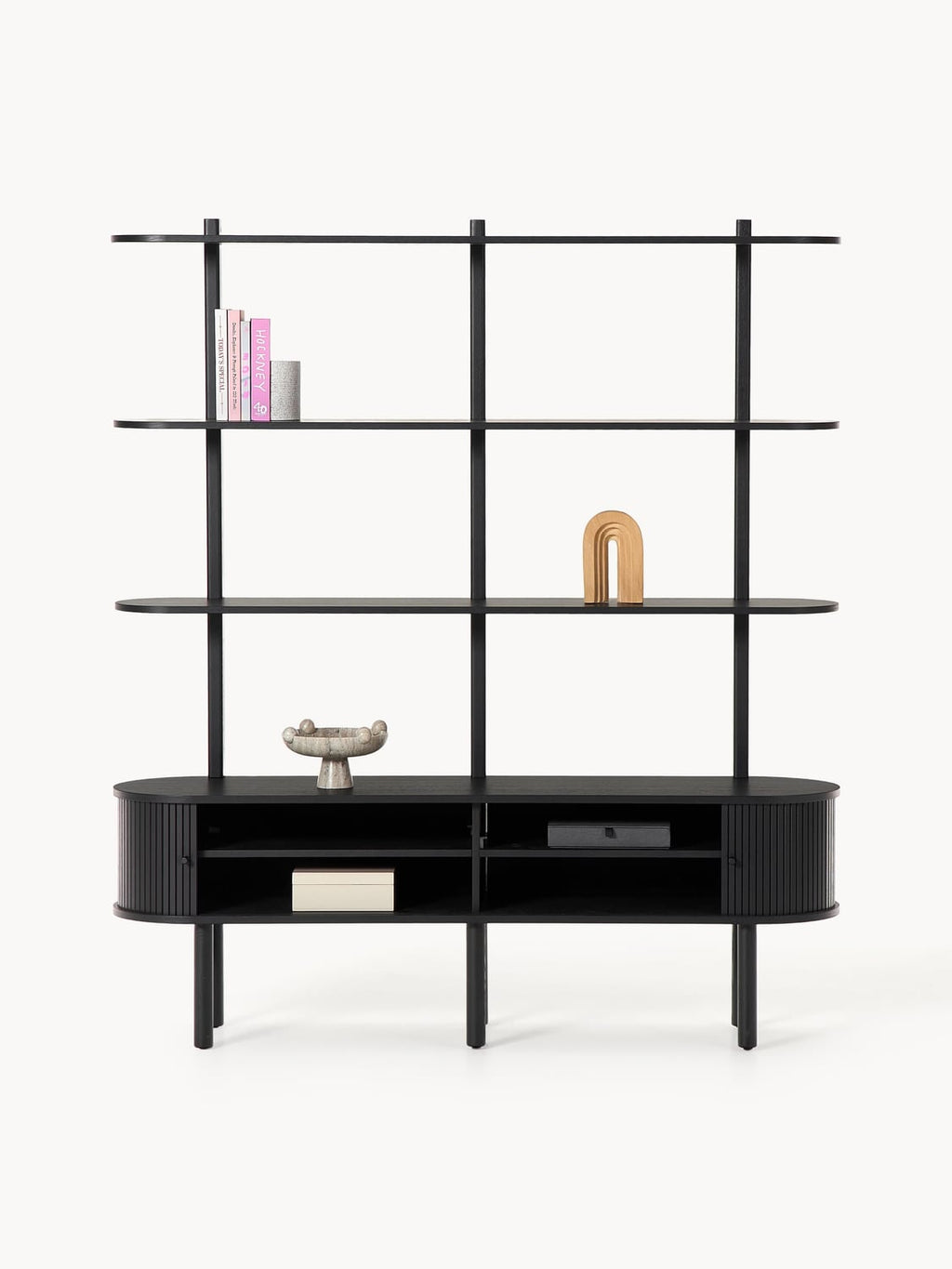 Calary Shelving Unit with Fluted Front — Slate Grey