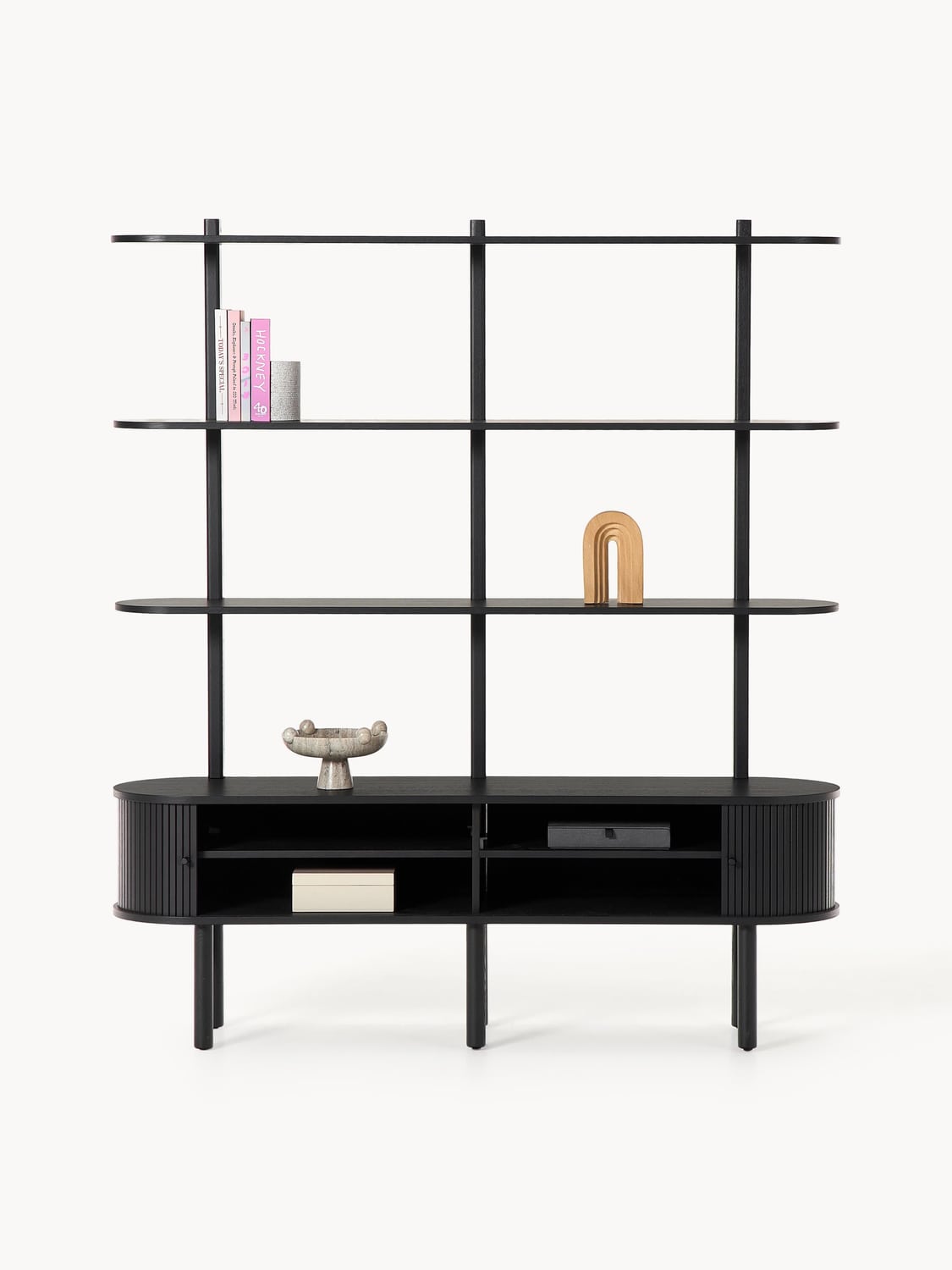 Calary Shelving Unit with Fluted Front — Slate Grey