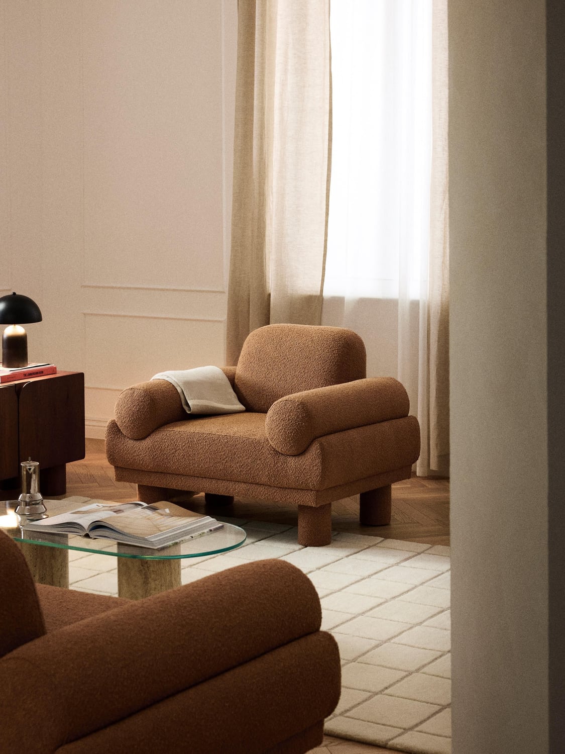 Lilo Bouclé Armchair — Camel