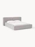 Lennon Bouclé Upholstered Bed with Storage — Light Grey