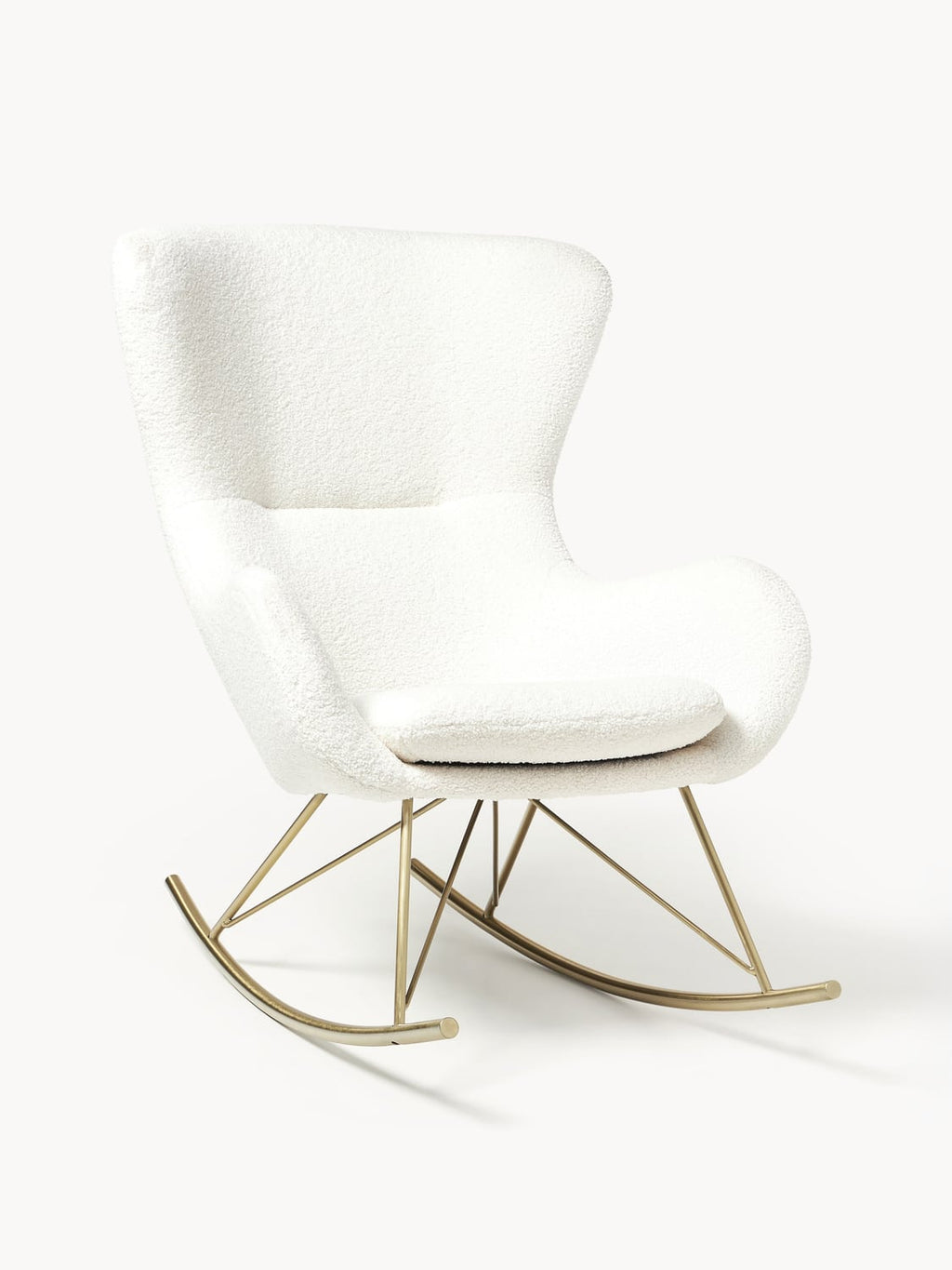 Wing Teddy Rocking Chair with Metal Legs — Off-White