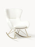 Wing Teddy Rocking Chair with Metal Legs — Off-White