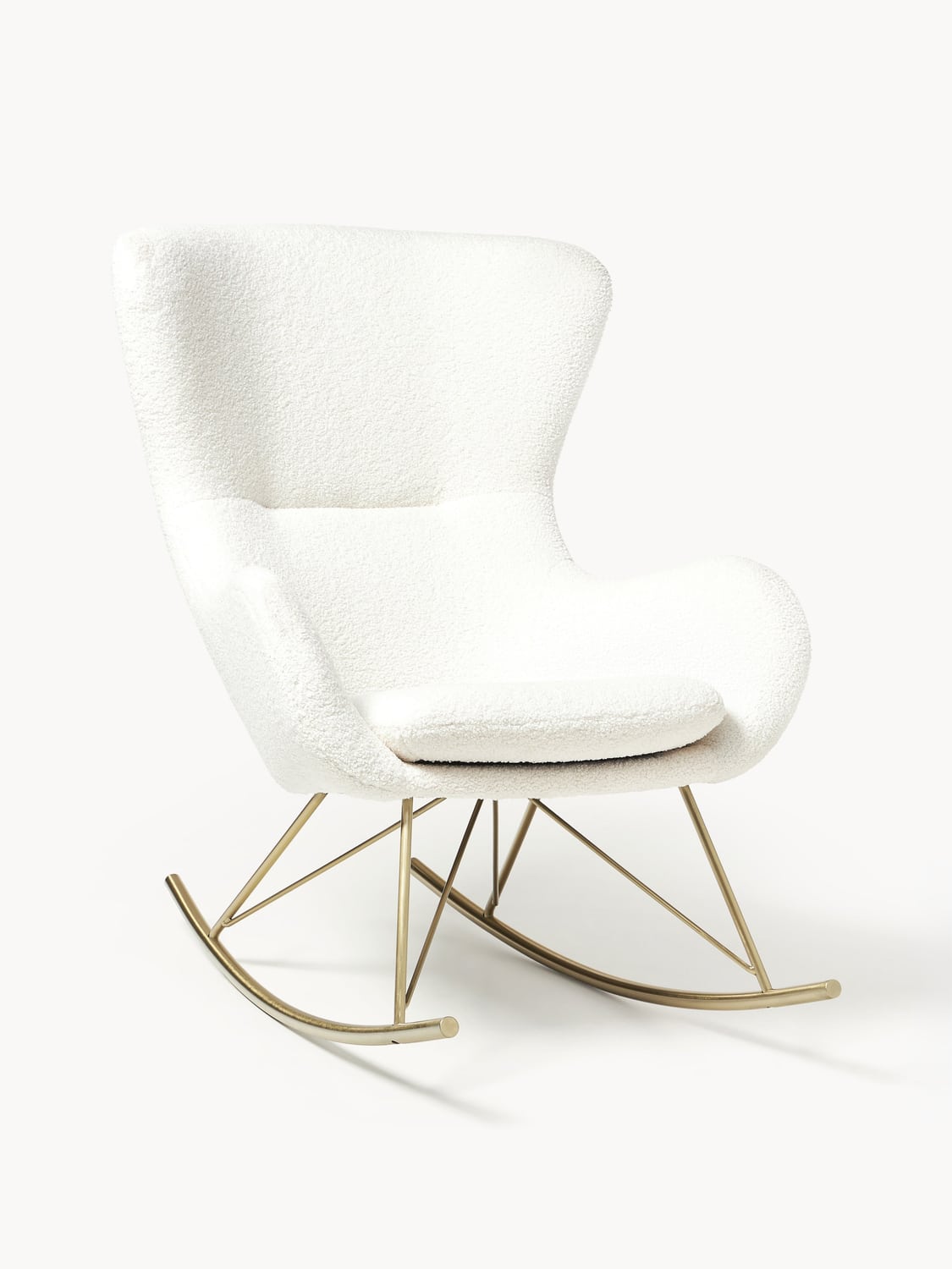 Wing Teddy Rocking Chair with Metal Legs — Off-White