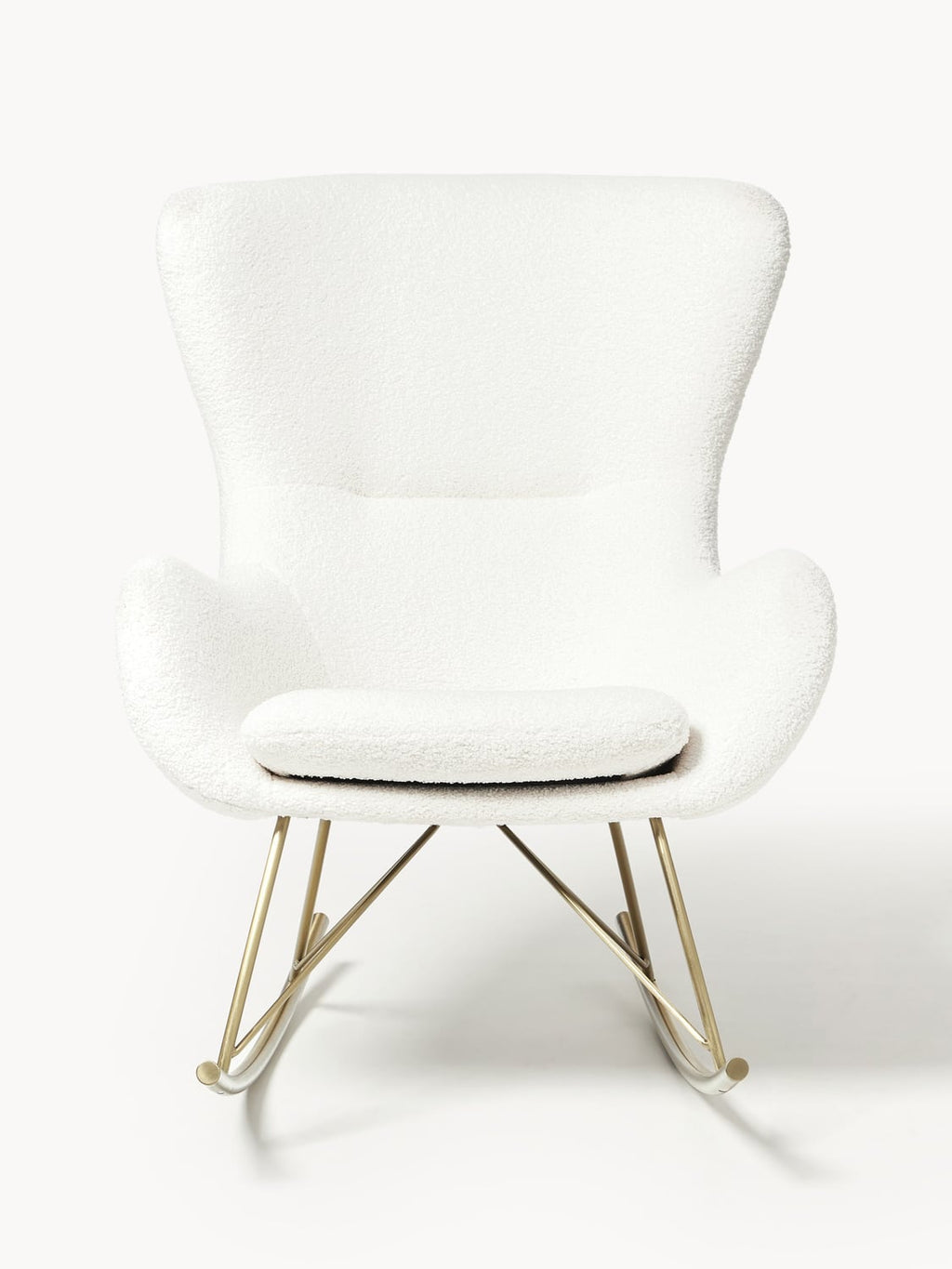 Wing Teddy Rocking Chair with Metal Legs — Off-White