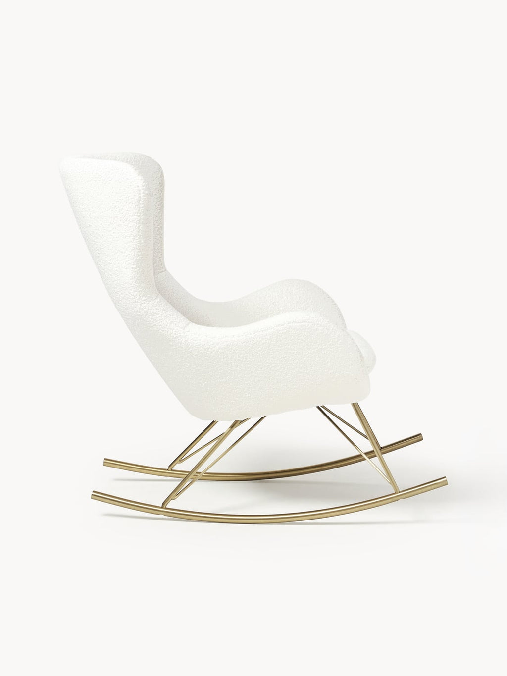 Wing Teddy Rocking Chair with Metal Legs — Off-White