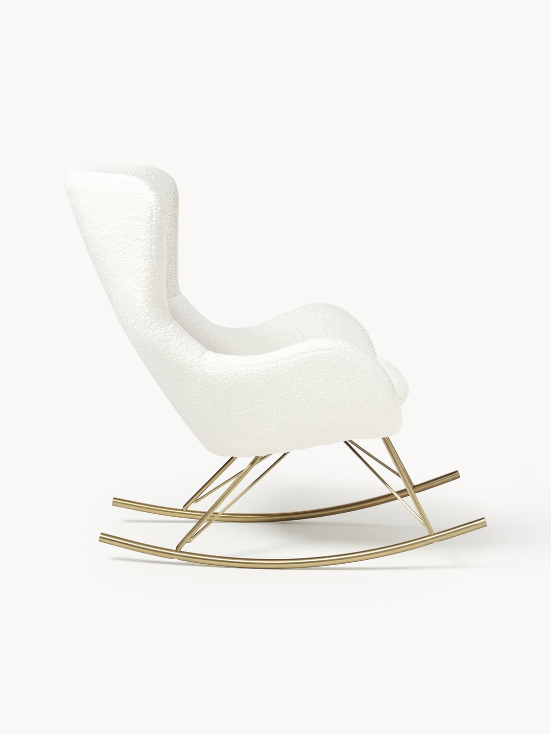 Wing Teddy Rocking Chair with Metal Legs — Off-White