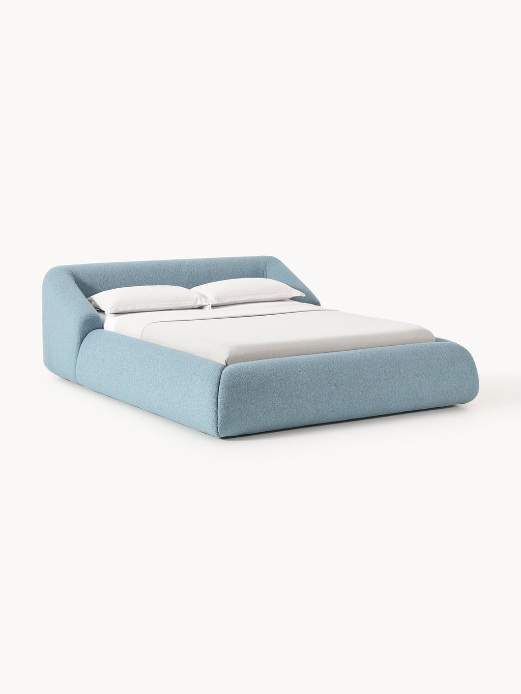 Sofia Bouclé Upholstered Bed — Light Blue
