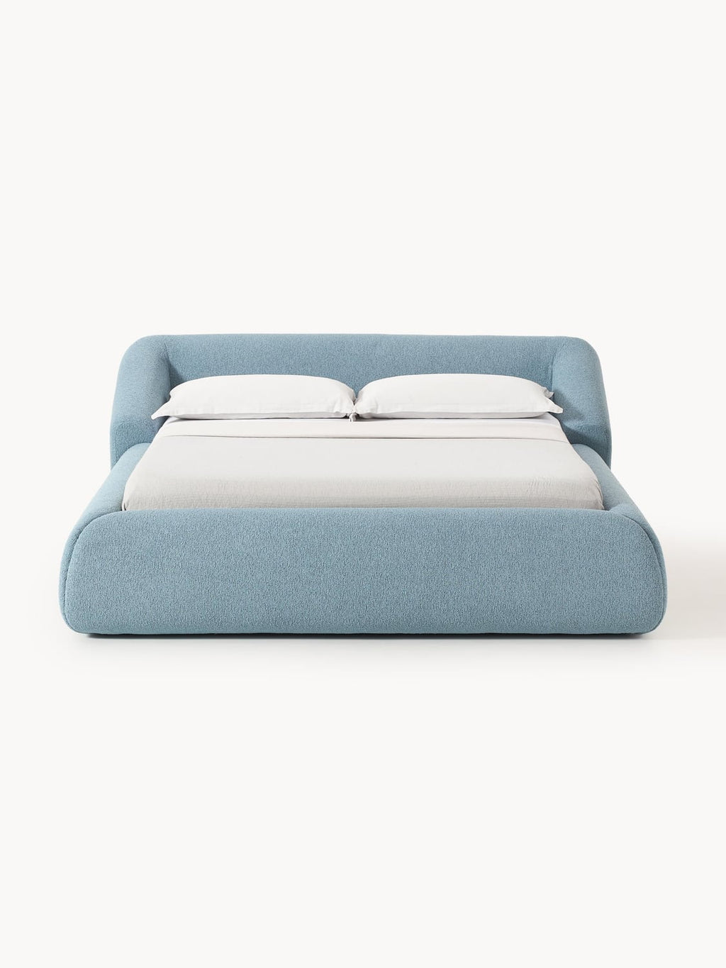 Sofia Bouclé Upholstered Bed — Light Blue