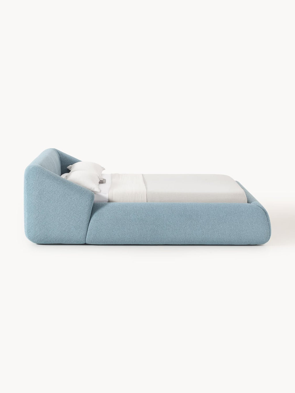Sofia Bouclé Upholstered Bed — Light Blue