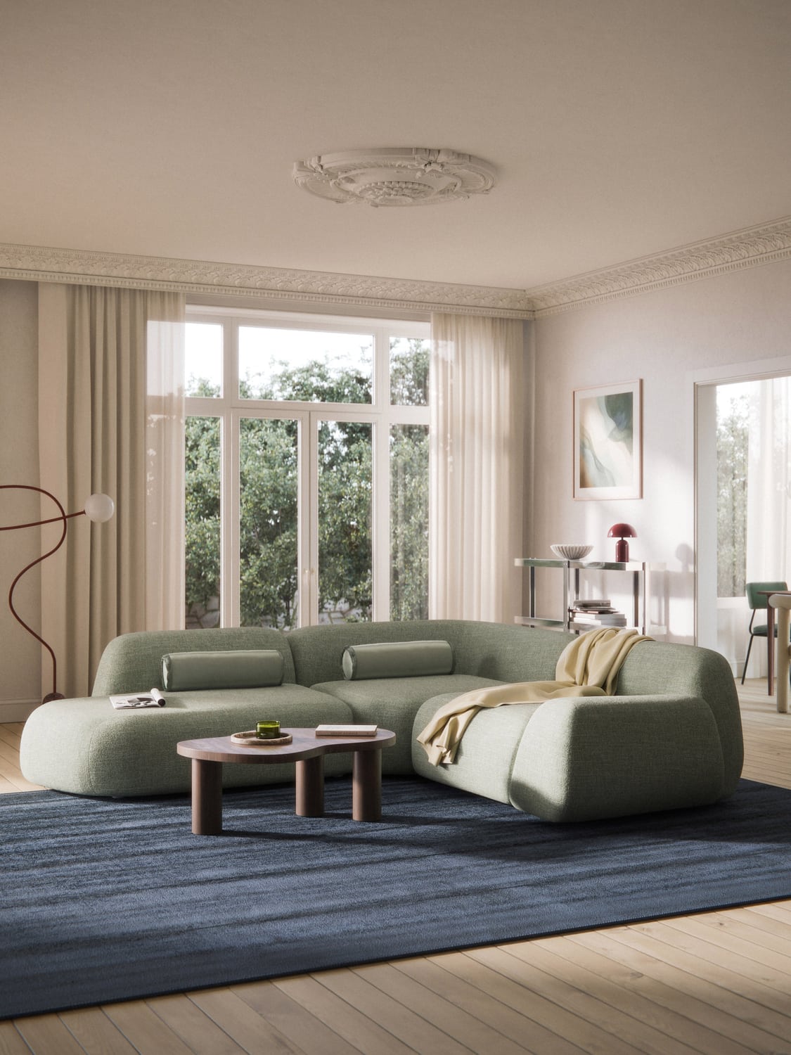 Wolke Modular Bouclé Corner Sofa (4-seater) with Chaise Longue — Oatmeal