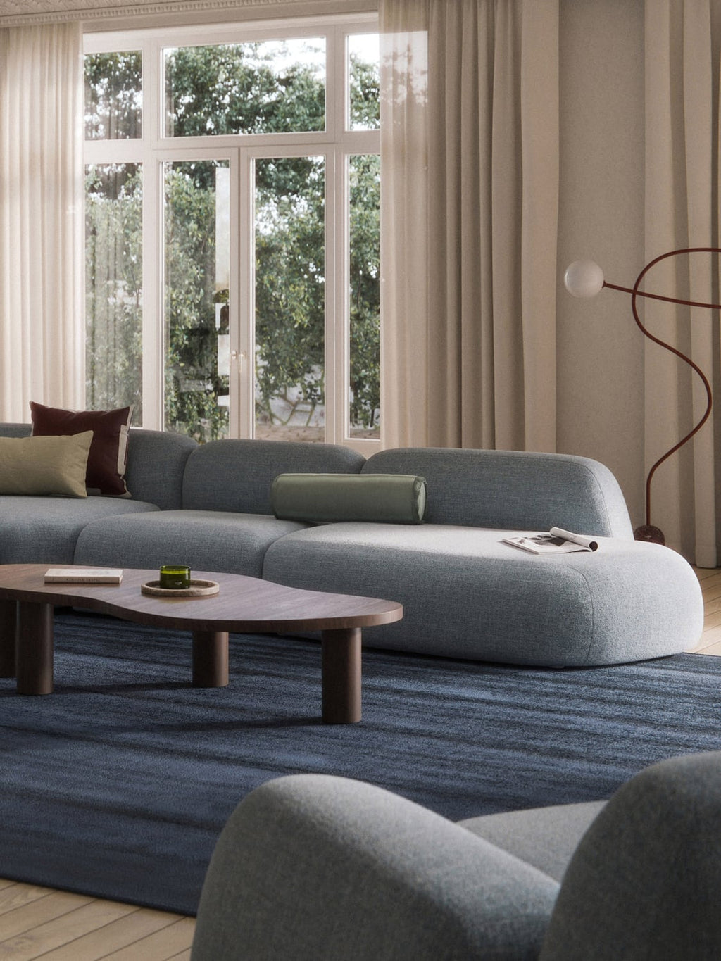 Wolke Bouclé-Chaise-Module — Light Grey