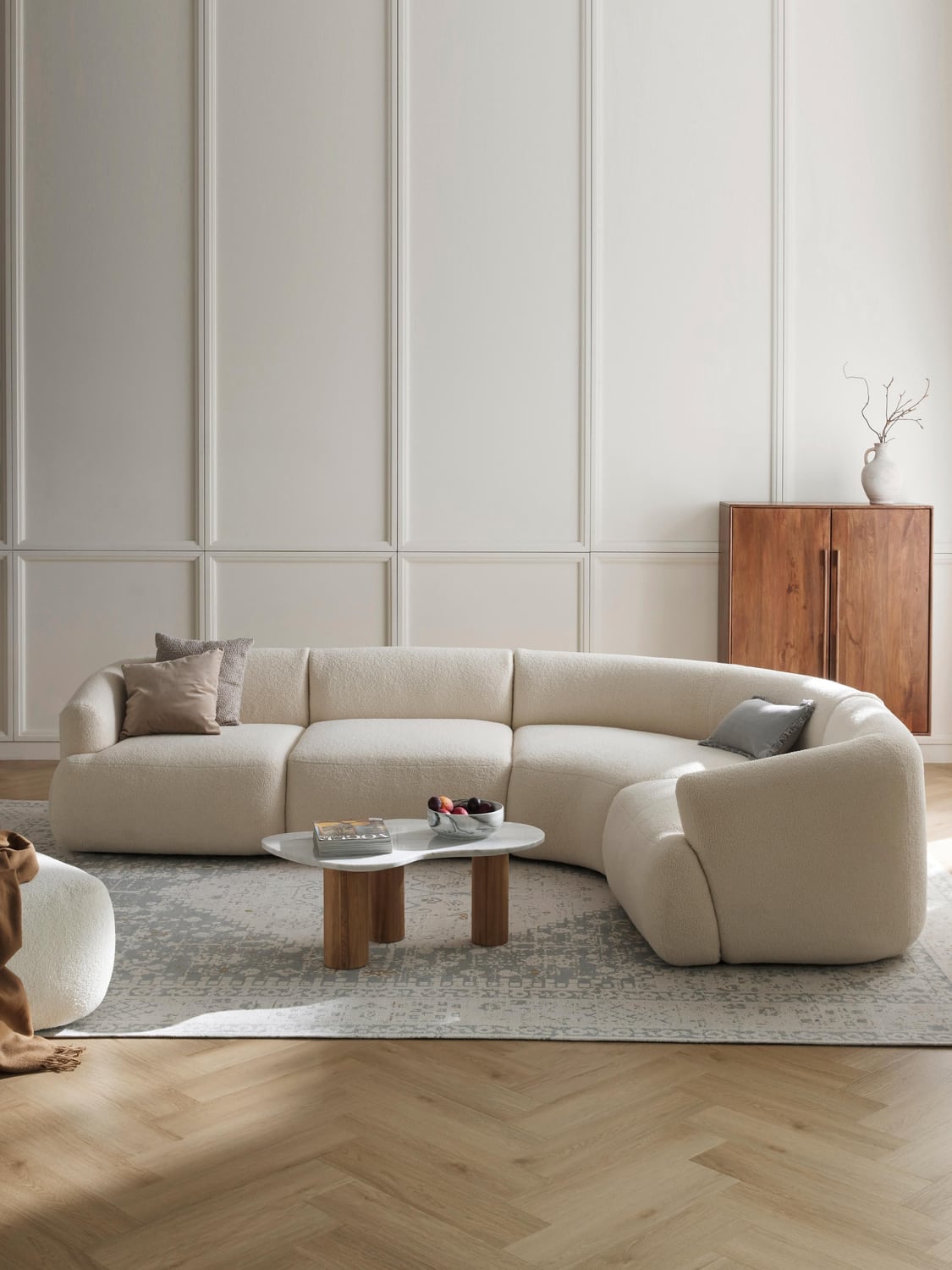 Sofia Modular Teddy-Corner Sofa (4-seater) — Cream