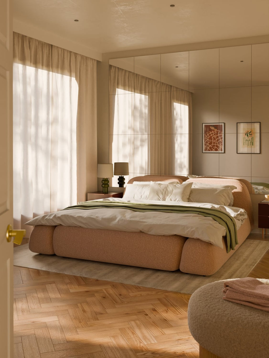 Wolke Upholstered Bed — Pearl Grey