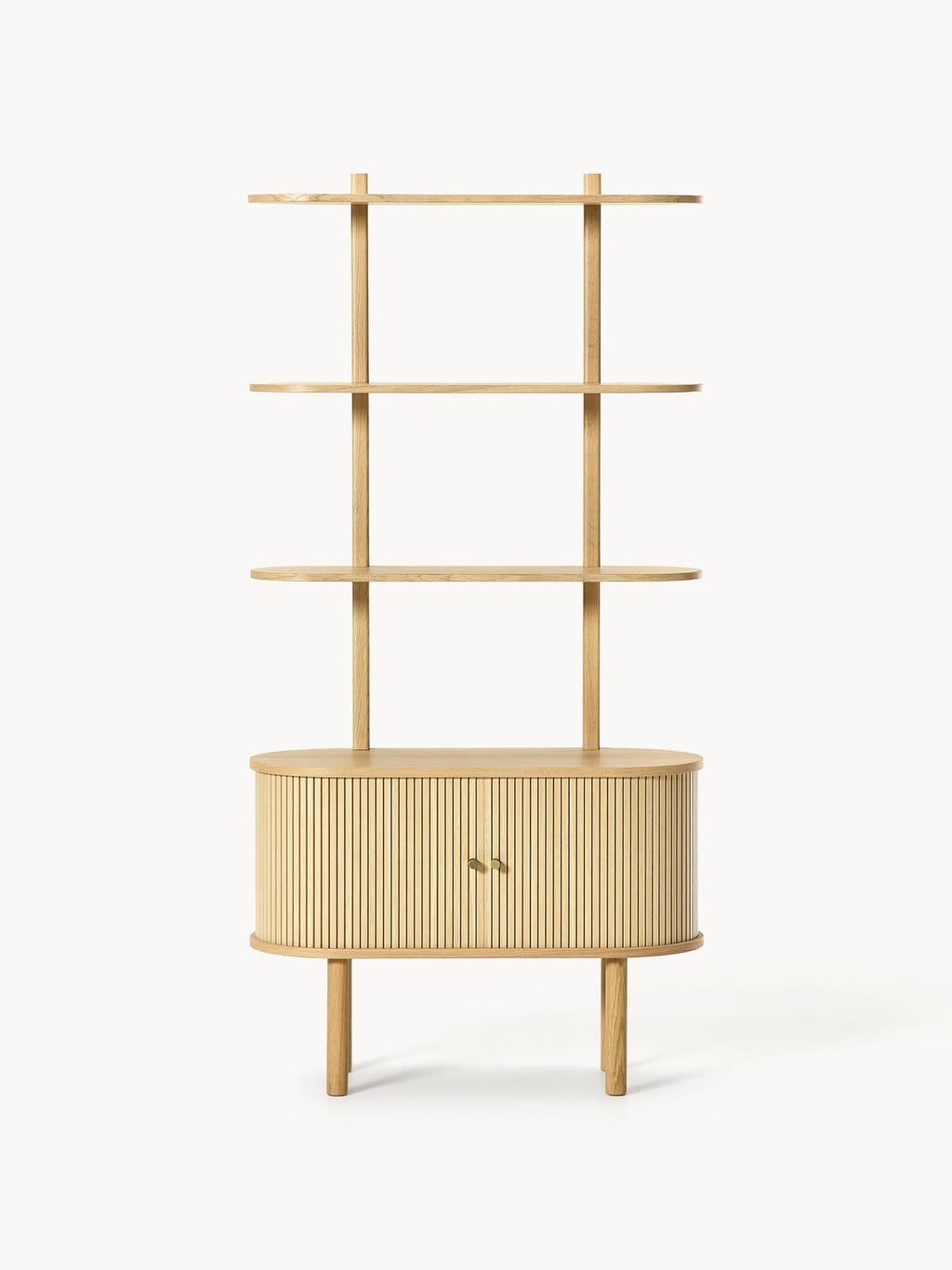 Calary Narrow Shelving Unit with Fluted Front — Sand