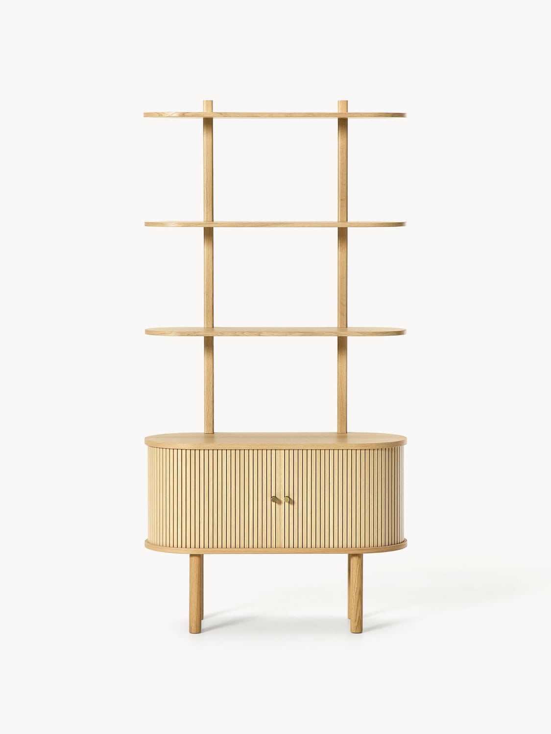 Calary Narrow Shelving Unit with Fluted Front — Sand