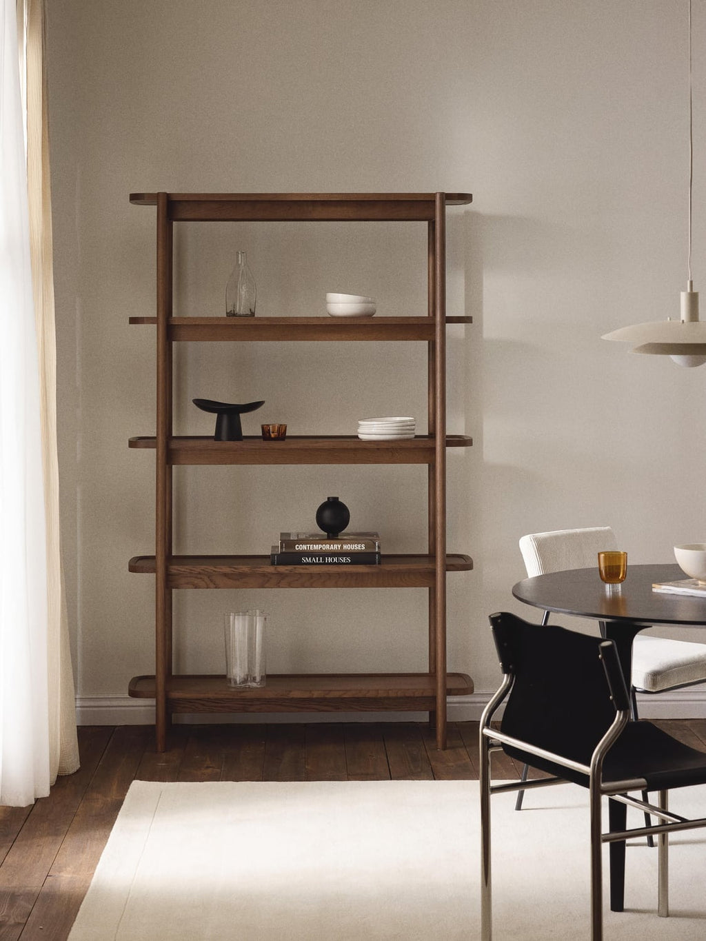 Libby Tall Wooden Shelving Unit — Warm Grey