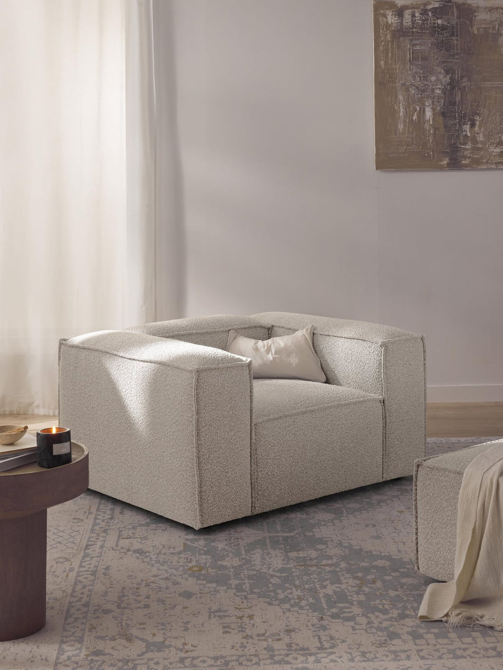 Lennon Armchair in Bouclé — Light Grey