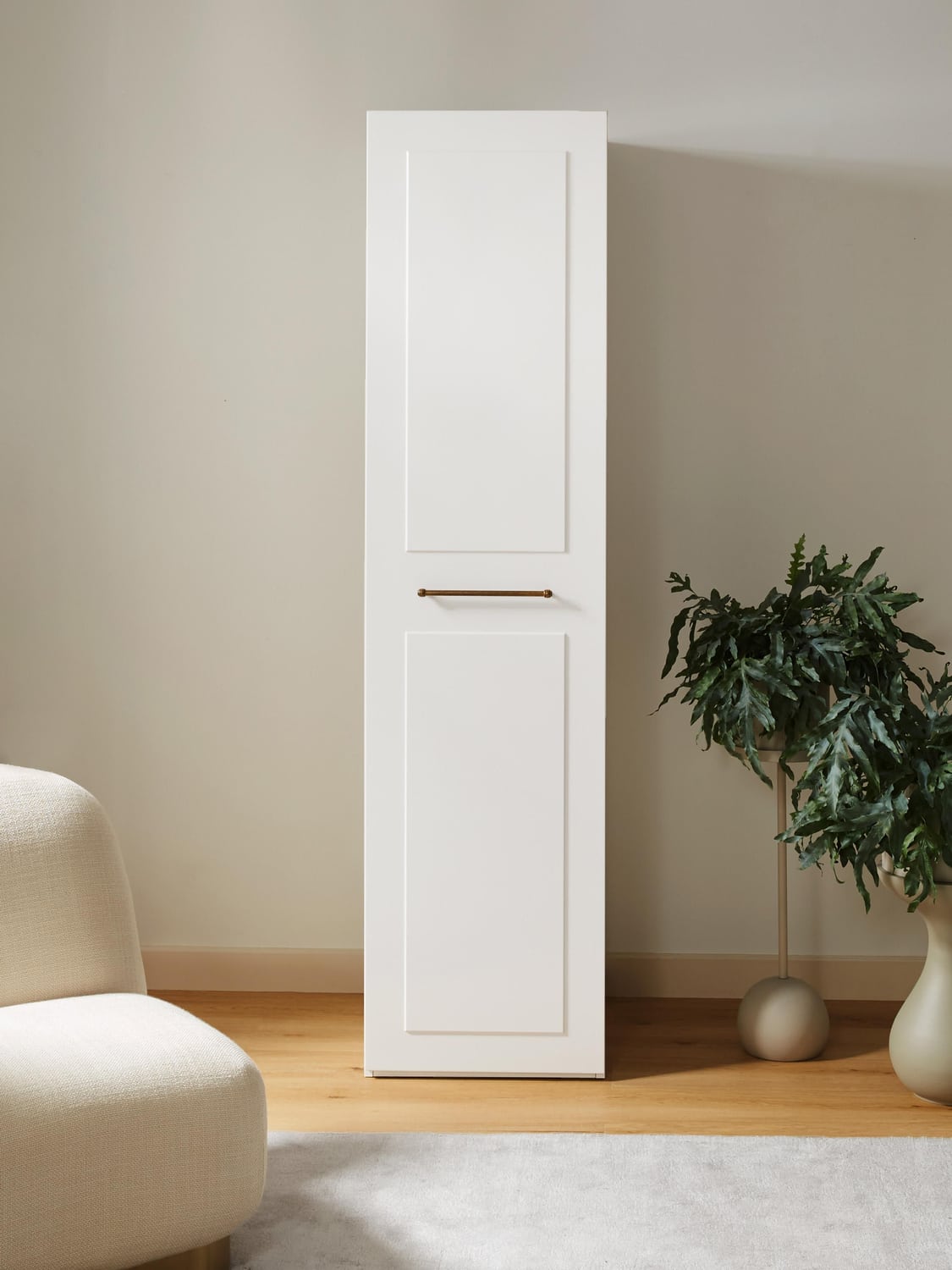 Charlotte Modular Hinged-Door Wardrobe, 50 cm Width, in various sizes — Ivory